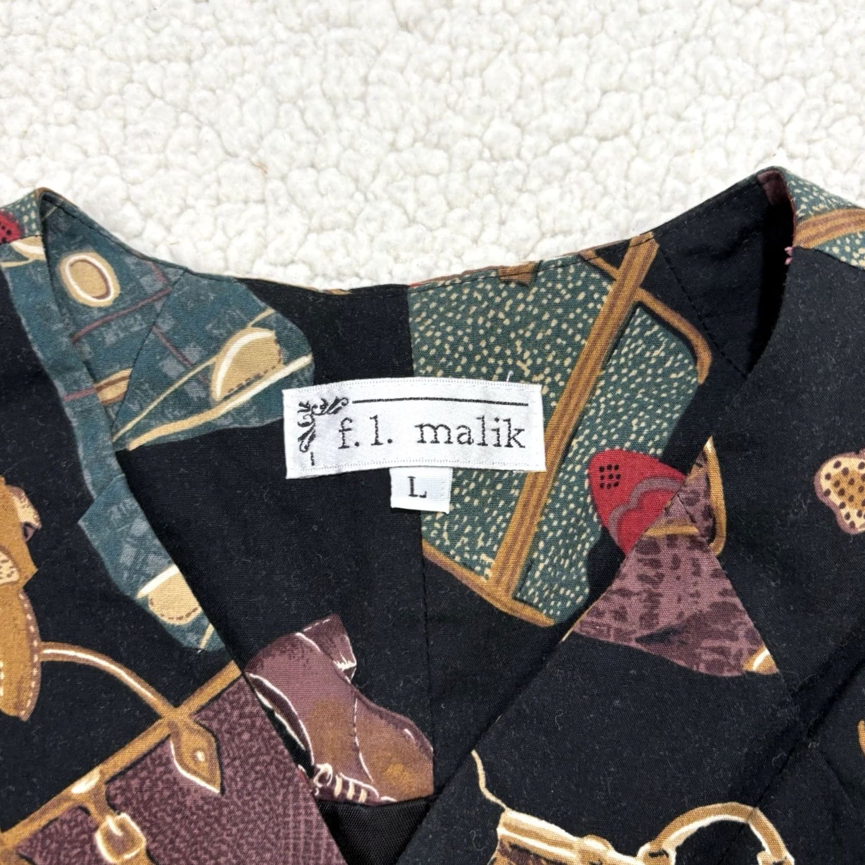 Vintage VINTAGE FL Malik Skirt Set Vest 2pc Size 12 Red Purse Shoes Novelty Print USA Size 34" / US 12 / IT 48 - 3 Thumbnail