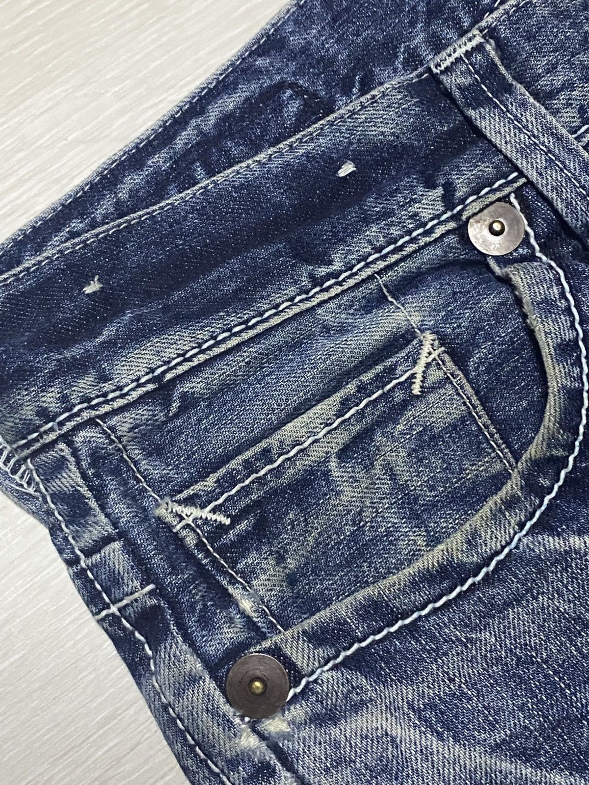 Tornado Mart Vtg Blue Way Made in Nippon Flare Bootcut Distressed Jeans Size US 33 - 11 Thumbnail