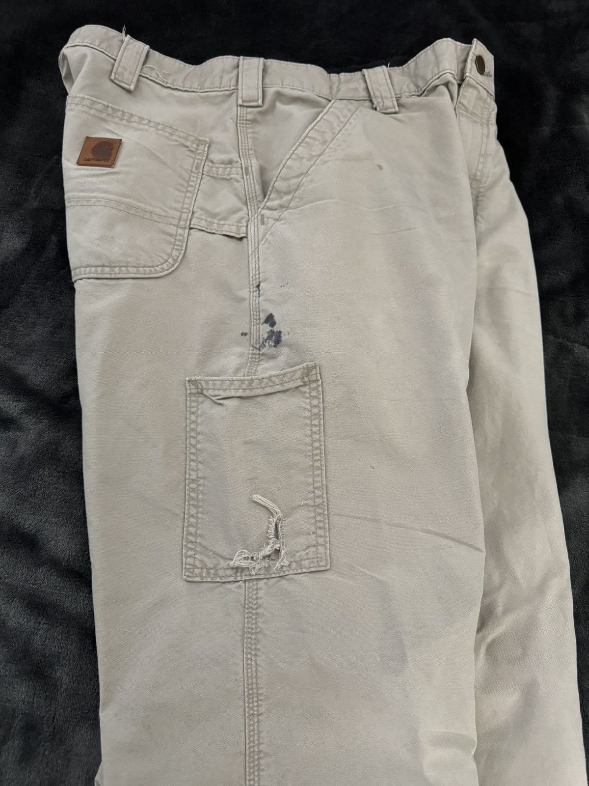 Carhartt Distressed Carhartt Cream Carpenter Pants Size US 34 / EU 50 - 3 Thumbnail