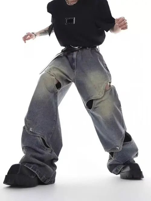 VIBE Retro hollow metal button design wide-leg jeans Size US 32 / EU 48 - 6 Thumbnail