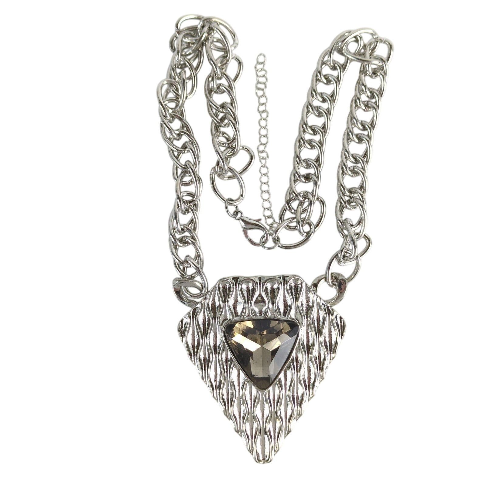 Other B'time Silvertone Smoky Crystal Statement 14" Chain Necklace Size ONE SIZE - 2 Thumbnail