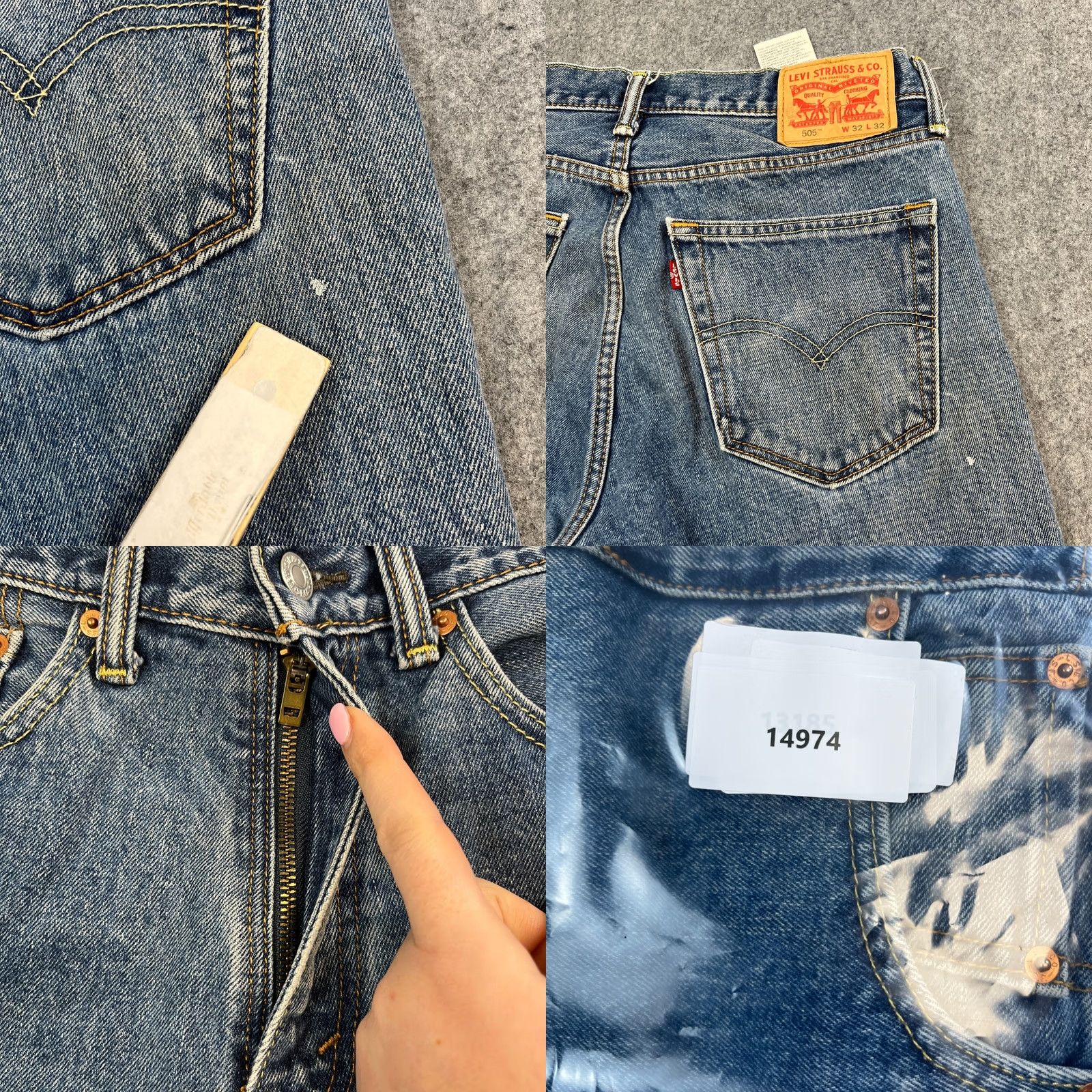 Levi's Levi's 505 Mens Bermuda Shorts Denim W32 Blue Mid Wash Whiskers Fray Hem 5-Pocket Regular Reach Size US 32 / EU 48 - 10 Thumbnail