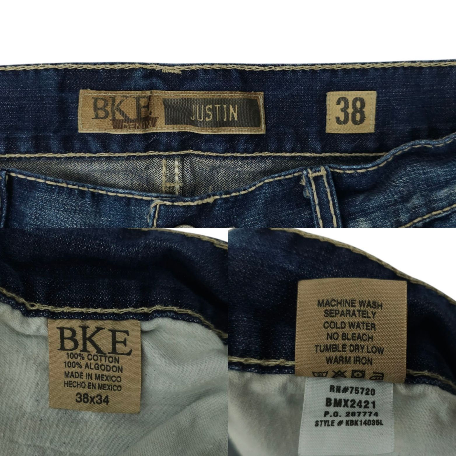 BKE BKE Justin Button Fly Jeans Mens Size 38x32.5" Distressed Size US 38 / EU 54 - 8 Thumbnail