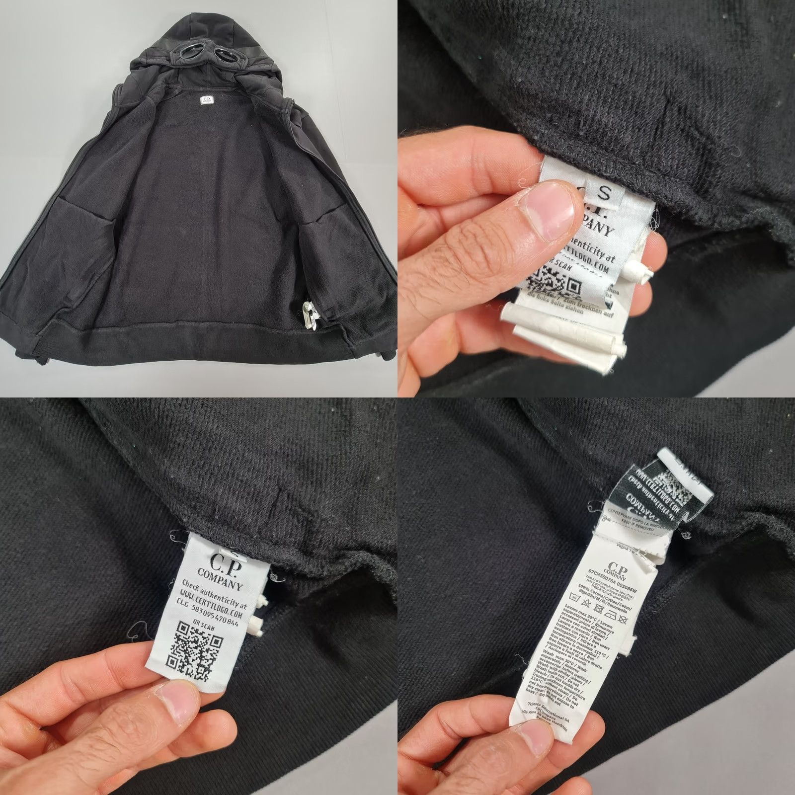 Vintage CP Company Goggle Lens Hoodie Mens Black Small Zip Full Zip Cotton Size US S / EU 44-46 / 1 - 8 Thumbnail