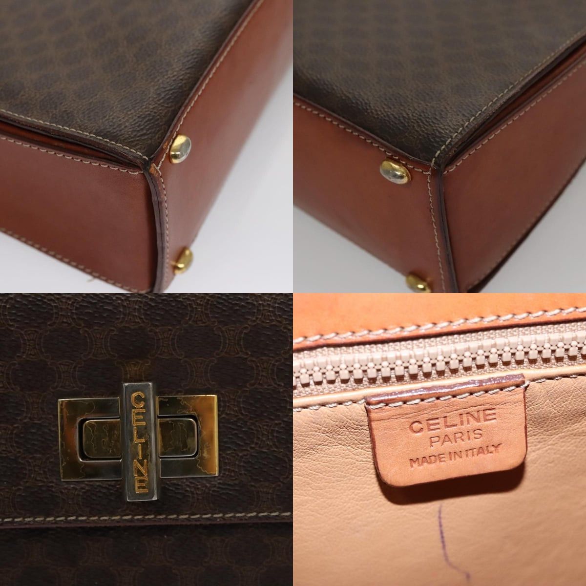 Celine CELINE Macadam Canvas Hand Bag Pvc Leather Brown Size ONE SIZE - 11 Thumbnail