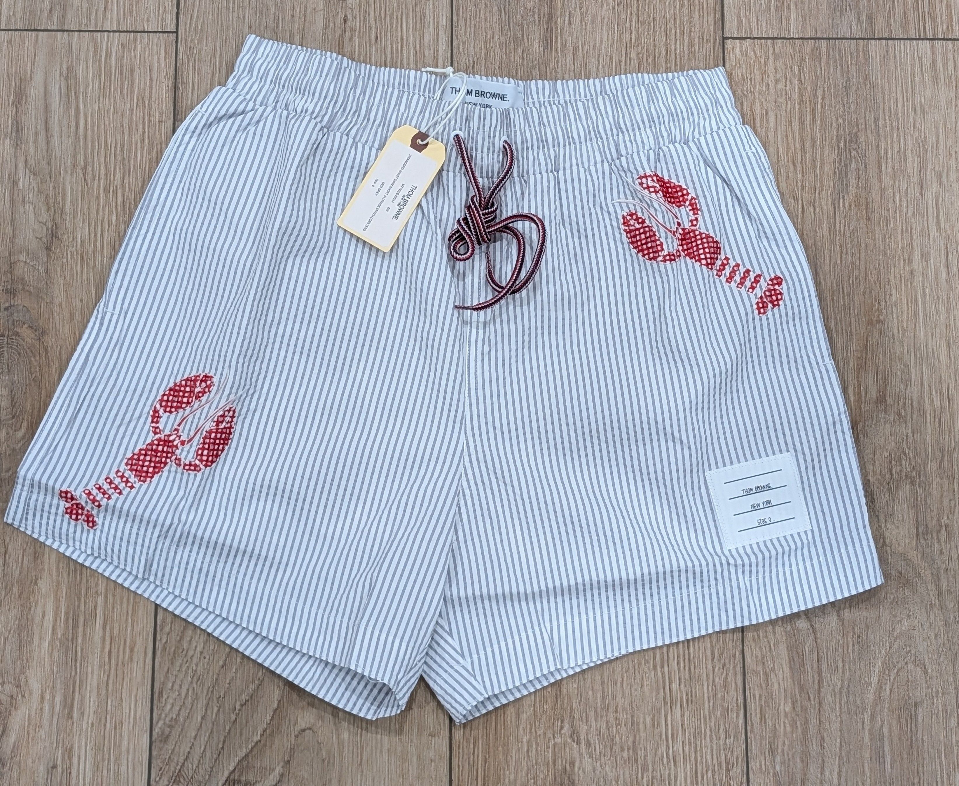 Thom Browne THOM BROWNE Lobster Seersucker Swim Shorts Grey 0 - XS Size US 28 / EU 44 - 1 Thumbnail