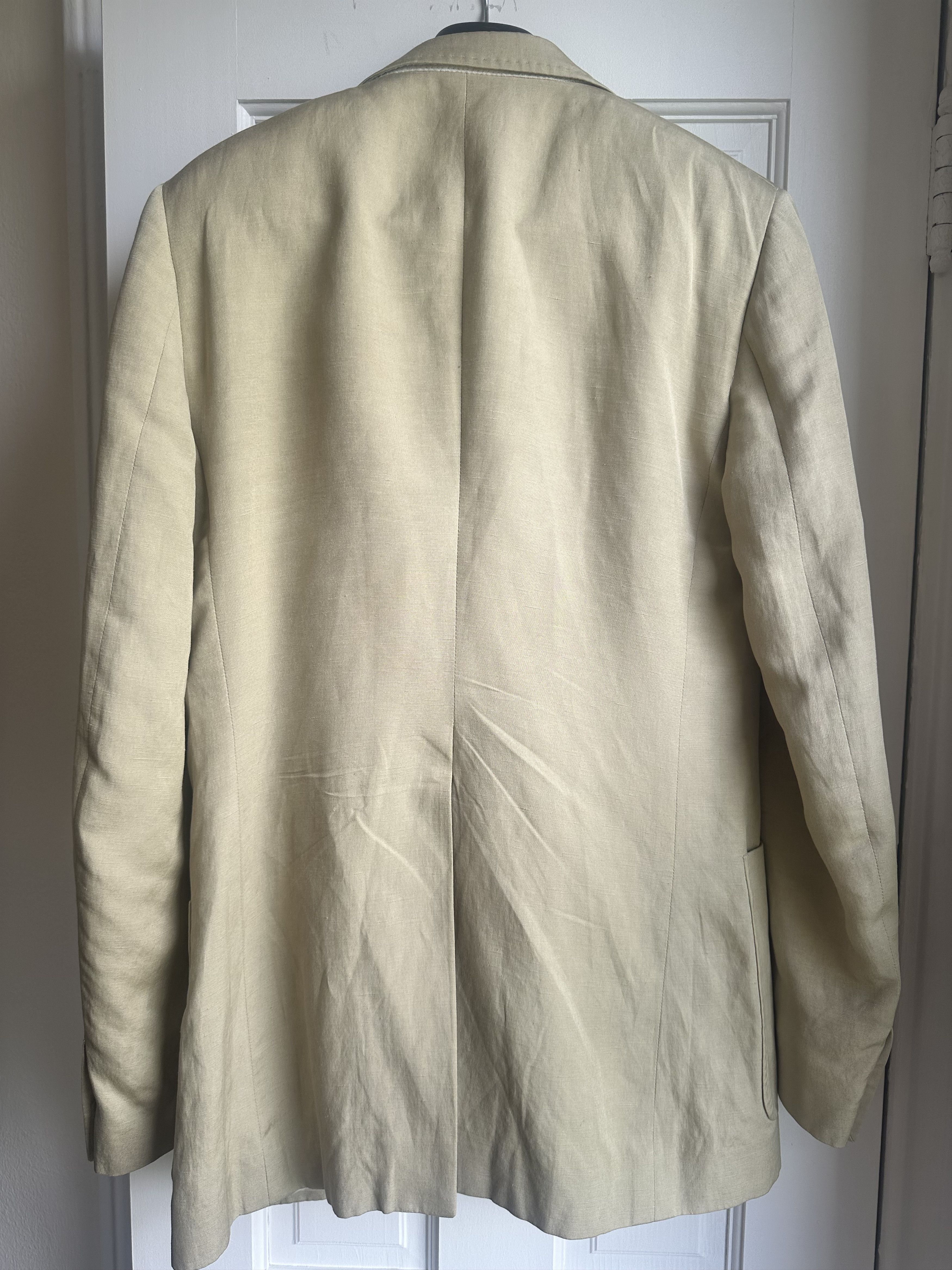 HUSBANDS SINGLE-BREASTED LINEN AND SILK JACKET - PEBBLE BEIGE Size 38R - 2 Thumbnail