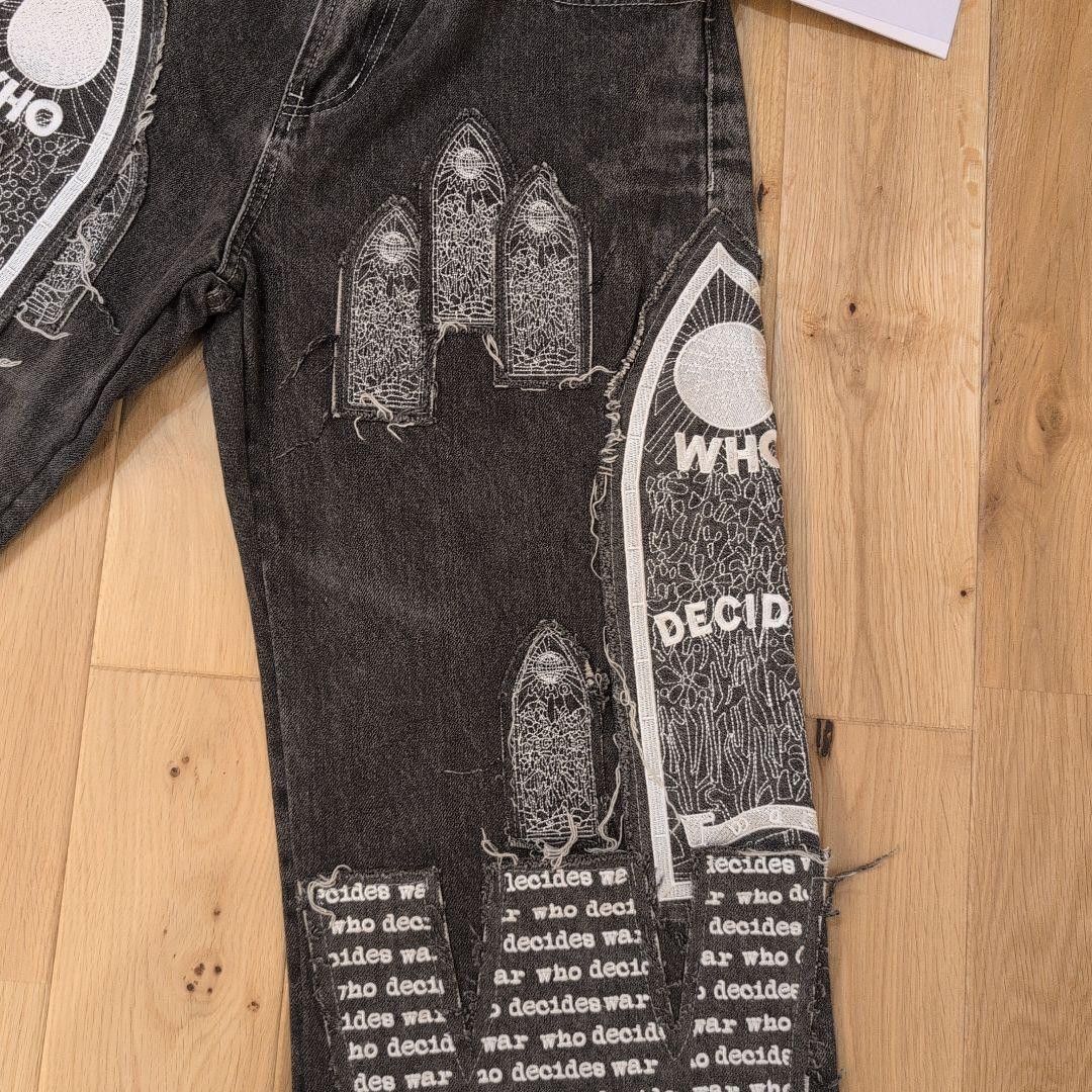 Who Decides War Who Decides War Motif Patched Denim Vintage Grey 28 New Size US 28 / EU 44 - 15 Thumbnail