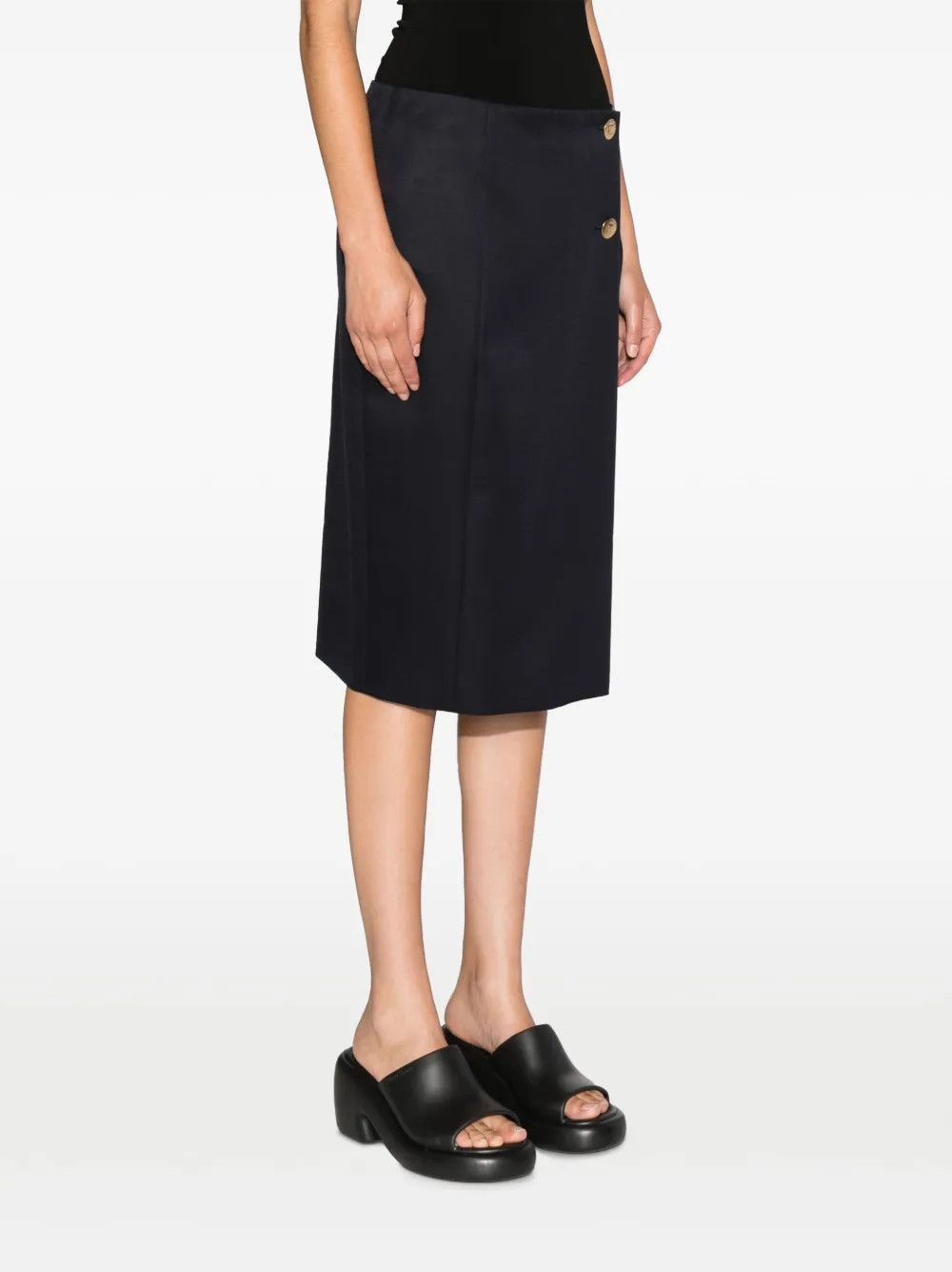 Givenchy o1y0925 Midi Skirt in Midnight Blue Size 27" / US 4 / IT 40 - 3 Thumbnail