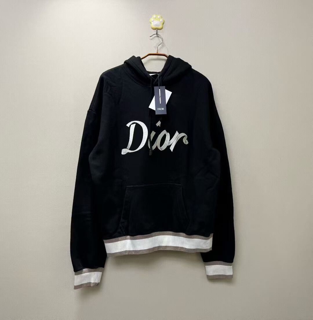 Dior dior black embroidered logo hoodie Size S / US 4 / IT 40 - 1 Thumbnail