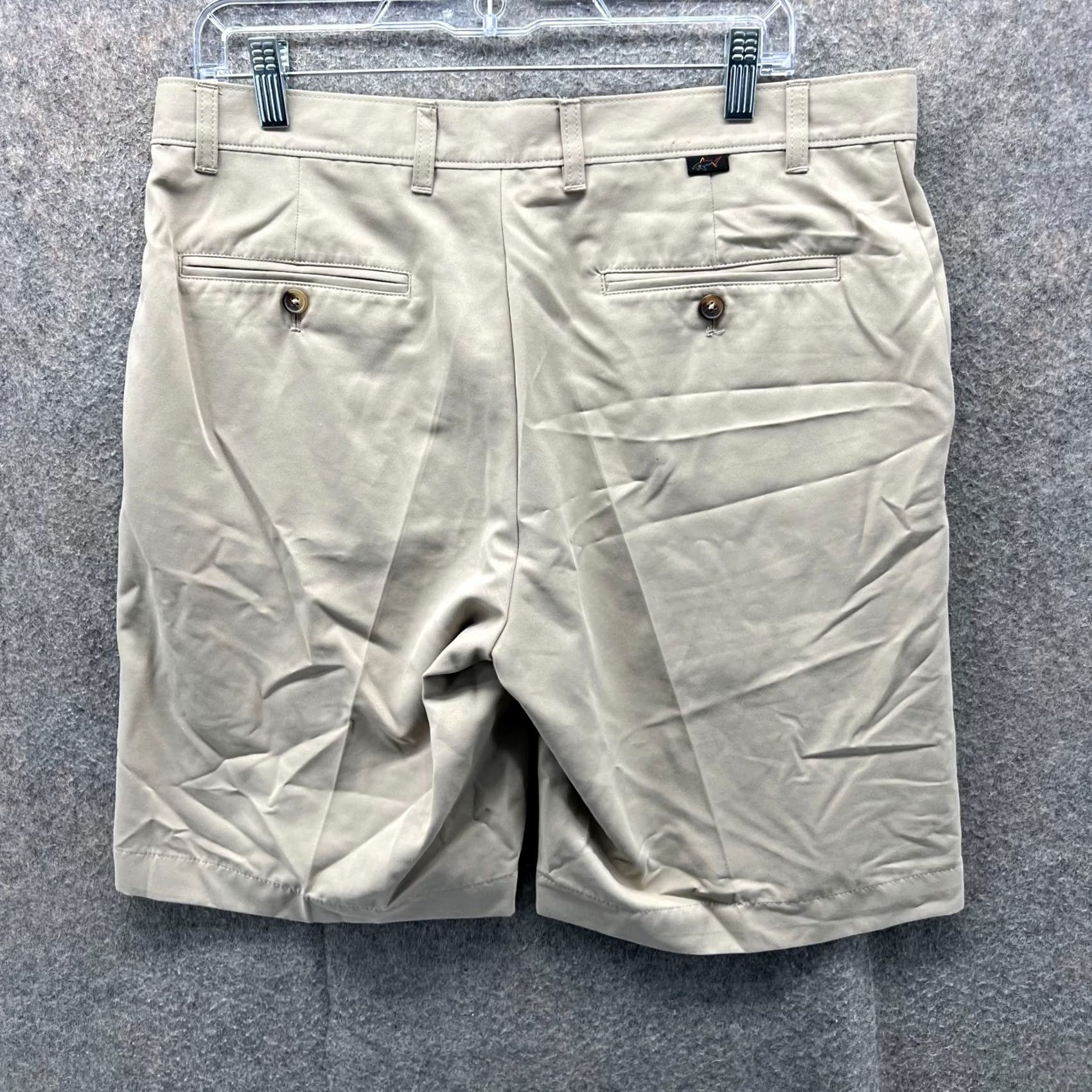Vintage Greg Norman Shorts Mens 34 Black Pleated Stretch Polyester Blend Chino Casual Workwear Golf 10in Inseam Regular Mens Size US 34 / EU 50 - 2 Thumbnail