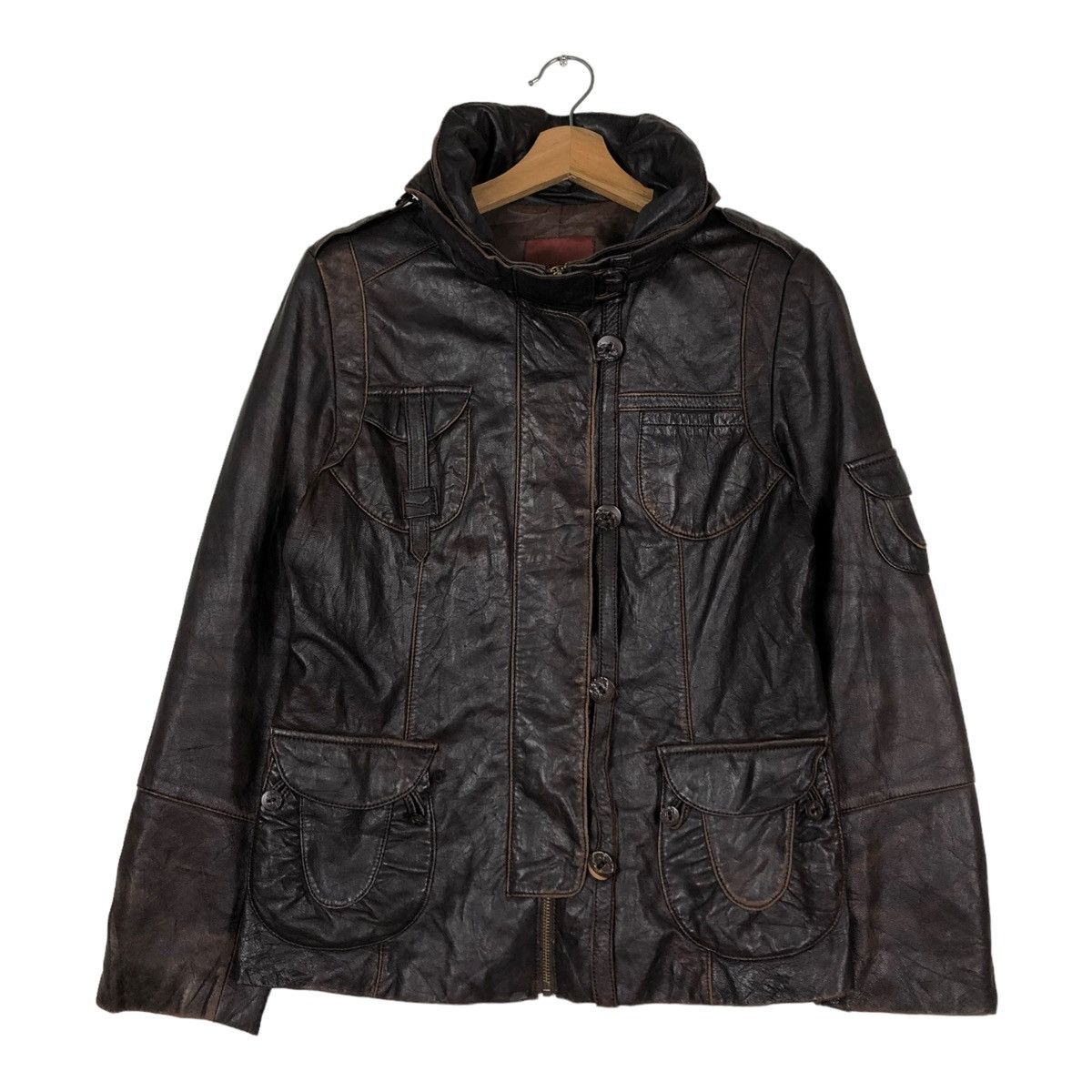 Japanese Brand 🔥VINTAGE GENUINE BIKER LEATHER JACKET KAREY CANIA JAPAN Size US M / EU 48-50 / 2 - 1 Thumbnail