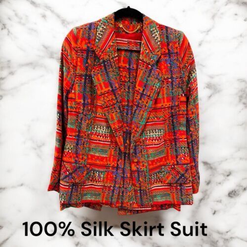 Hand Made Vintage 100% Silk Skirt Jacket Set