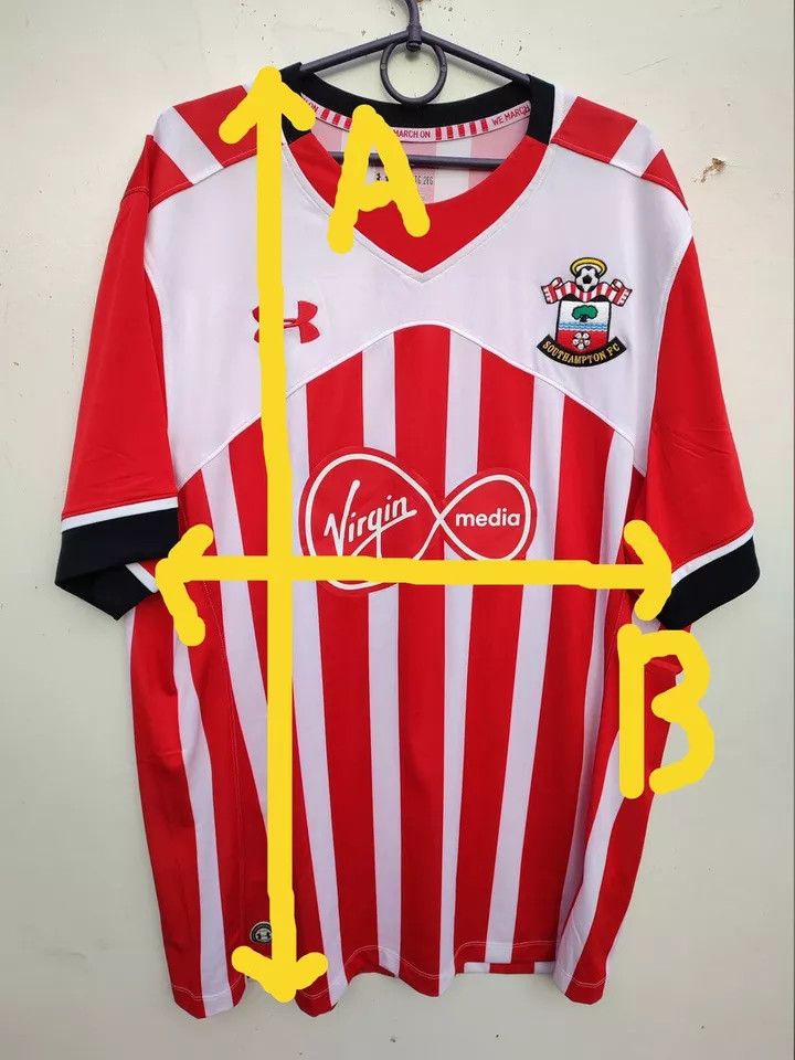 Under Armour 2016/17 Southampton FC Home FOOTBALL Kit SHIRT SOCCER Size US XXL / EU 58 / 5 - 9 Thumbnail