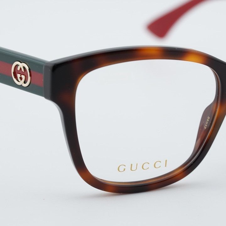 Gucci Gucci GG0038ONN 002 Eyeglasses Havana 54mm Square Frame Size ONE SIZE - 6 Thumbnail