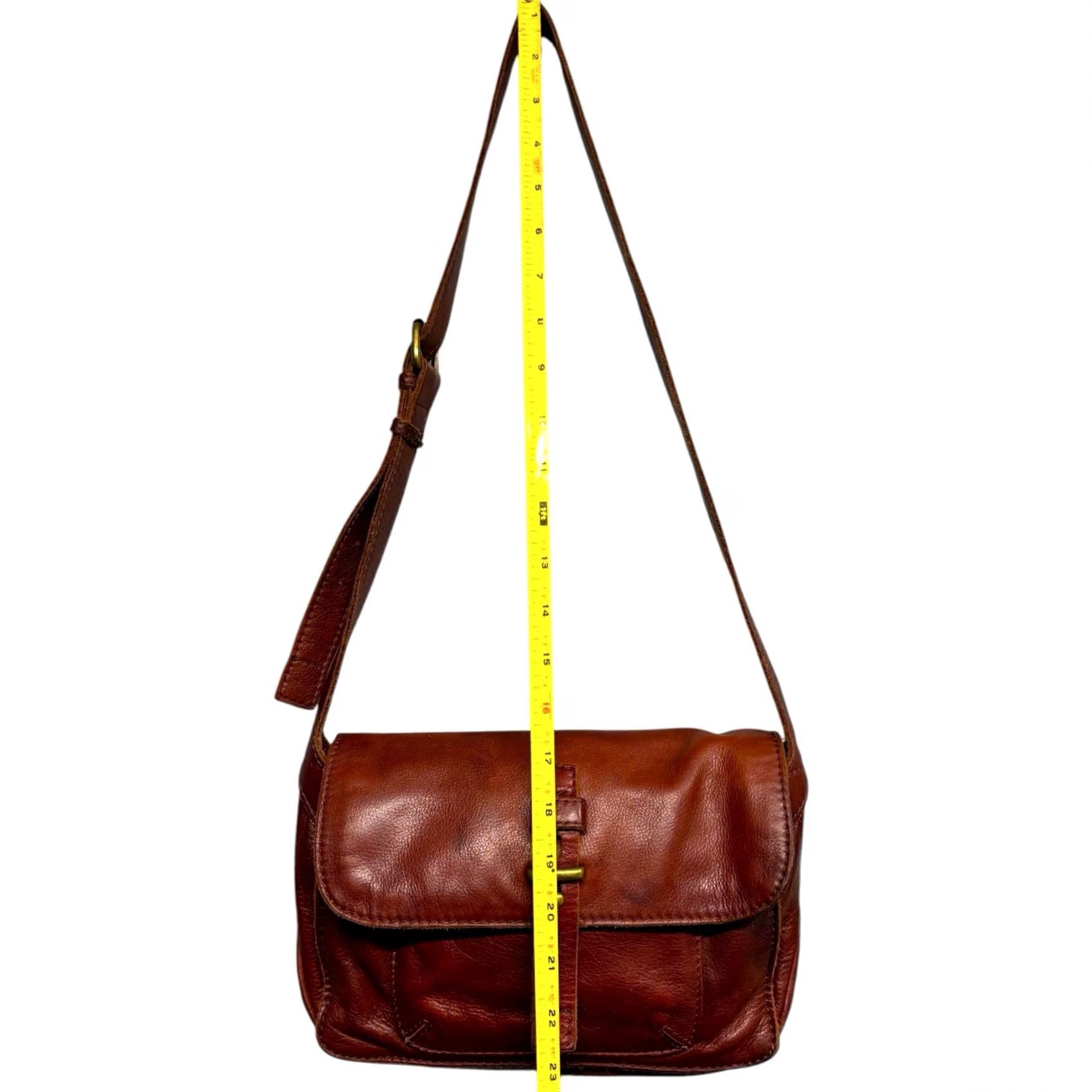 Lucky Brand VINTAGE Lucky Brand Crossbody Bag Women’s Leather Hobo Brown Beige 11x14in 4in 13-24” Strap Men? Womens? Size ONE SIZE - 7 Thumbnail