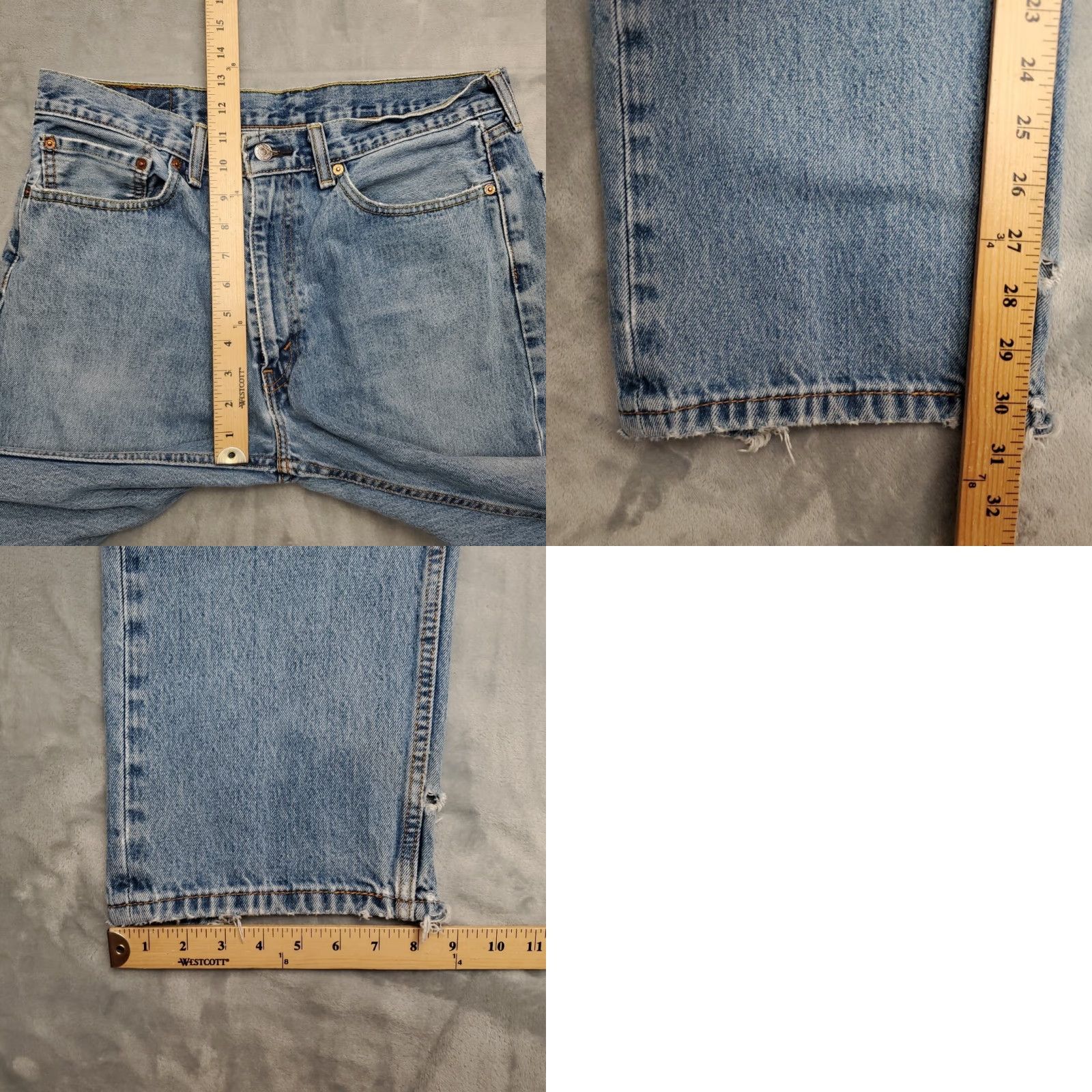 Denime VINTAGE Levis Jeans Mens 36x32 Blue 505 Regular Fit Straight Leg Distressed Denim Pants Size US 36 / EU 52 - 9 Thumbnail