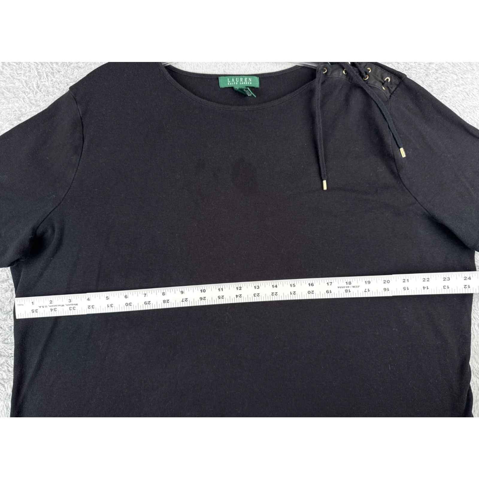 Ralph Lauren VINTAGE Lauren Ralph Lauren T-Shirt Women 2X Black Cotton Crew Neck Short Sleeve Casual Top Size XXL / US 16-18 / IT 52-54 - 7 Thumbnail