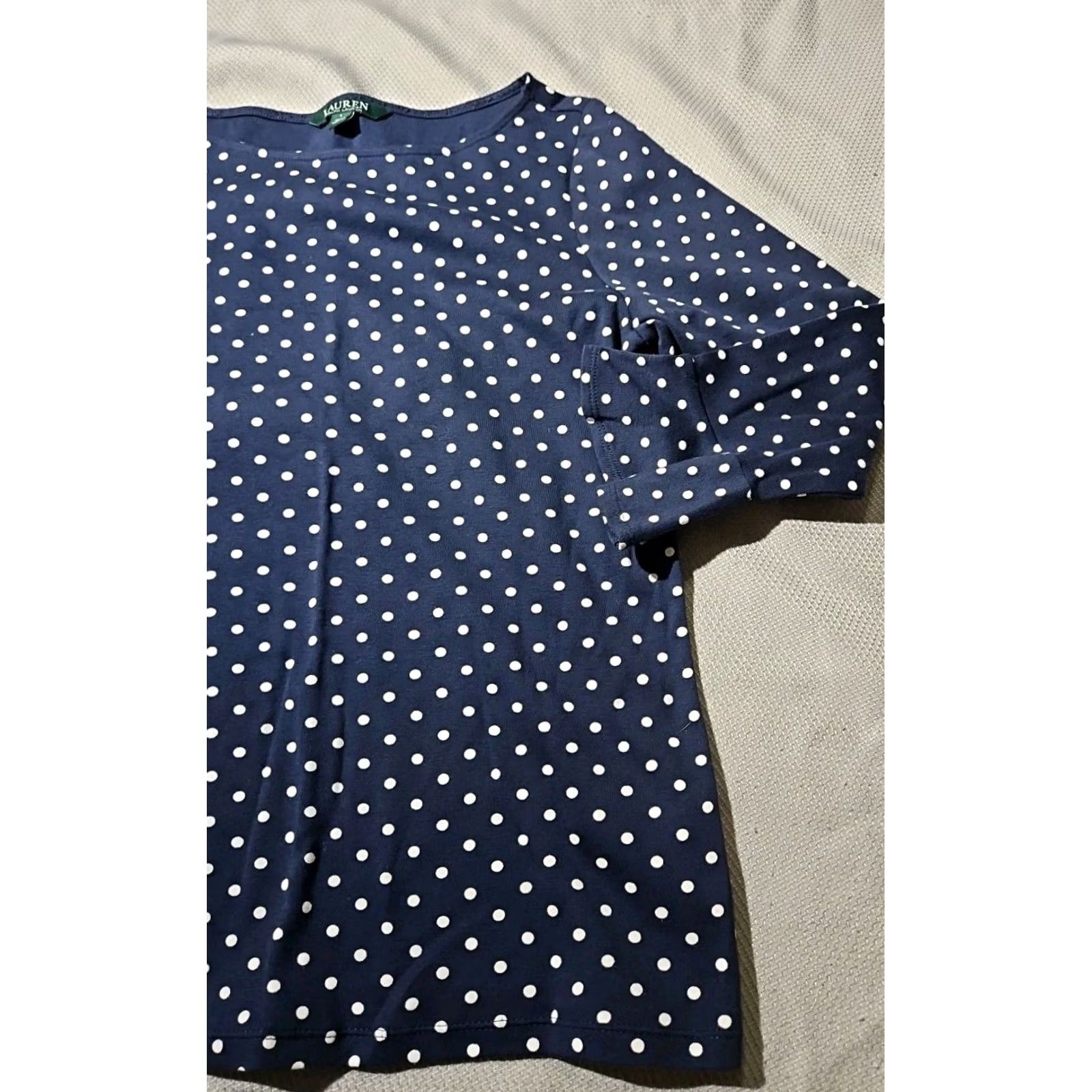 Ralph Lauren Lauren Ralph Lauren Shirt Womens Large Blue Polka Dots Bell Sleeve Ruffle Preppy Size L / US 10 / IT 46 - 4 Thumbnail