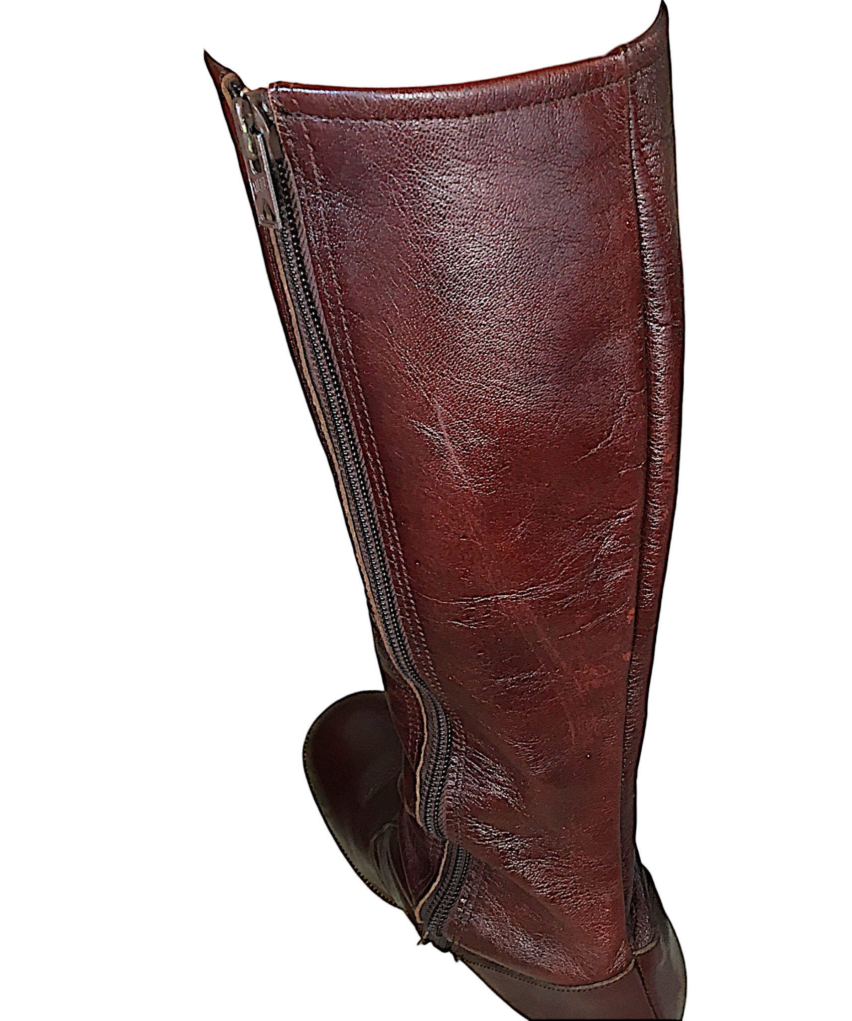 Vintage Burgundy Leather Boots - High Block Heel - France 70s Size US 6 / IT 36 - 12 Thumbnail