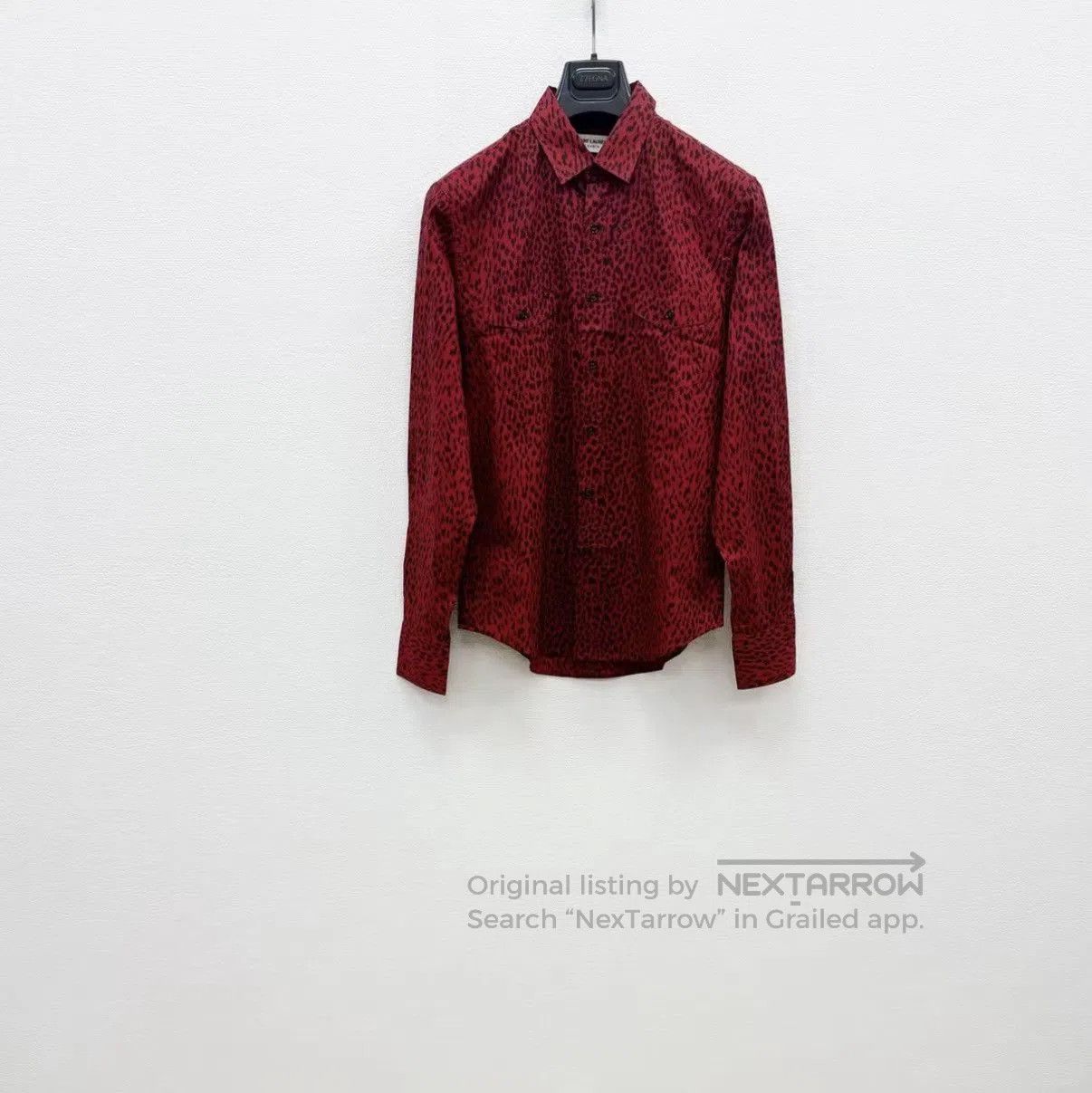 Saint Laurent Paris Red Leopard Print Long Sleeve Button. Size US XS / EU 42 / 0 - 1 Thumbnail