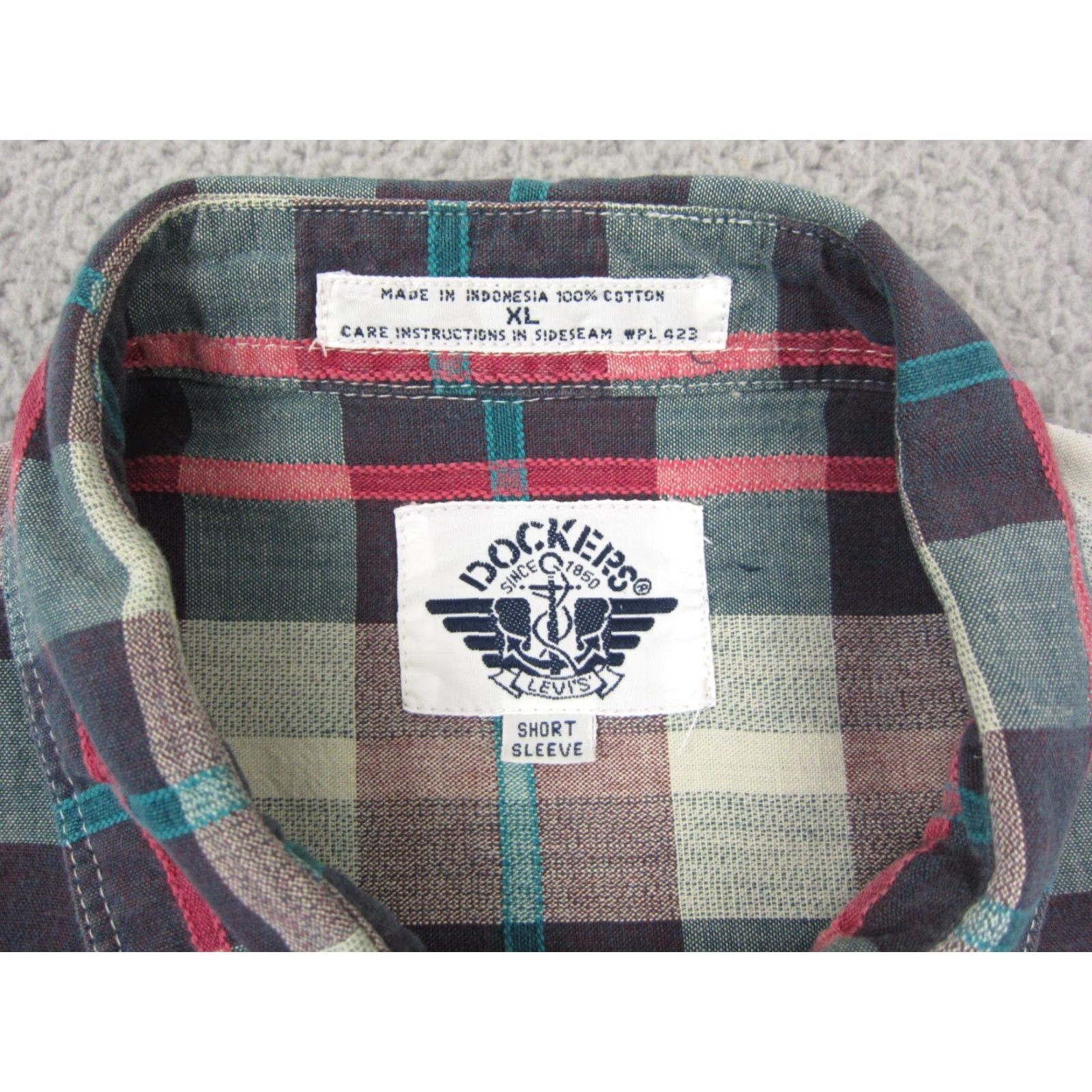 Dockers VINTAGE Dockers Shirt Mens XL Blue Gray Plaid Button Up 90s Short Sleeve Collared Pockets Size US XL / EU 56 / 4 - 5 Thumbnail