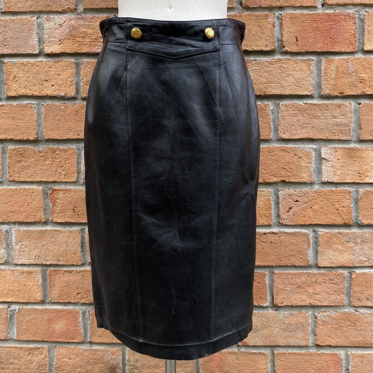Loewe Loewe Black Leather Skirt with Side Zipper Size 30" / US 8 / IT 44 - 20 Thumbnail