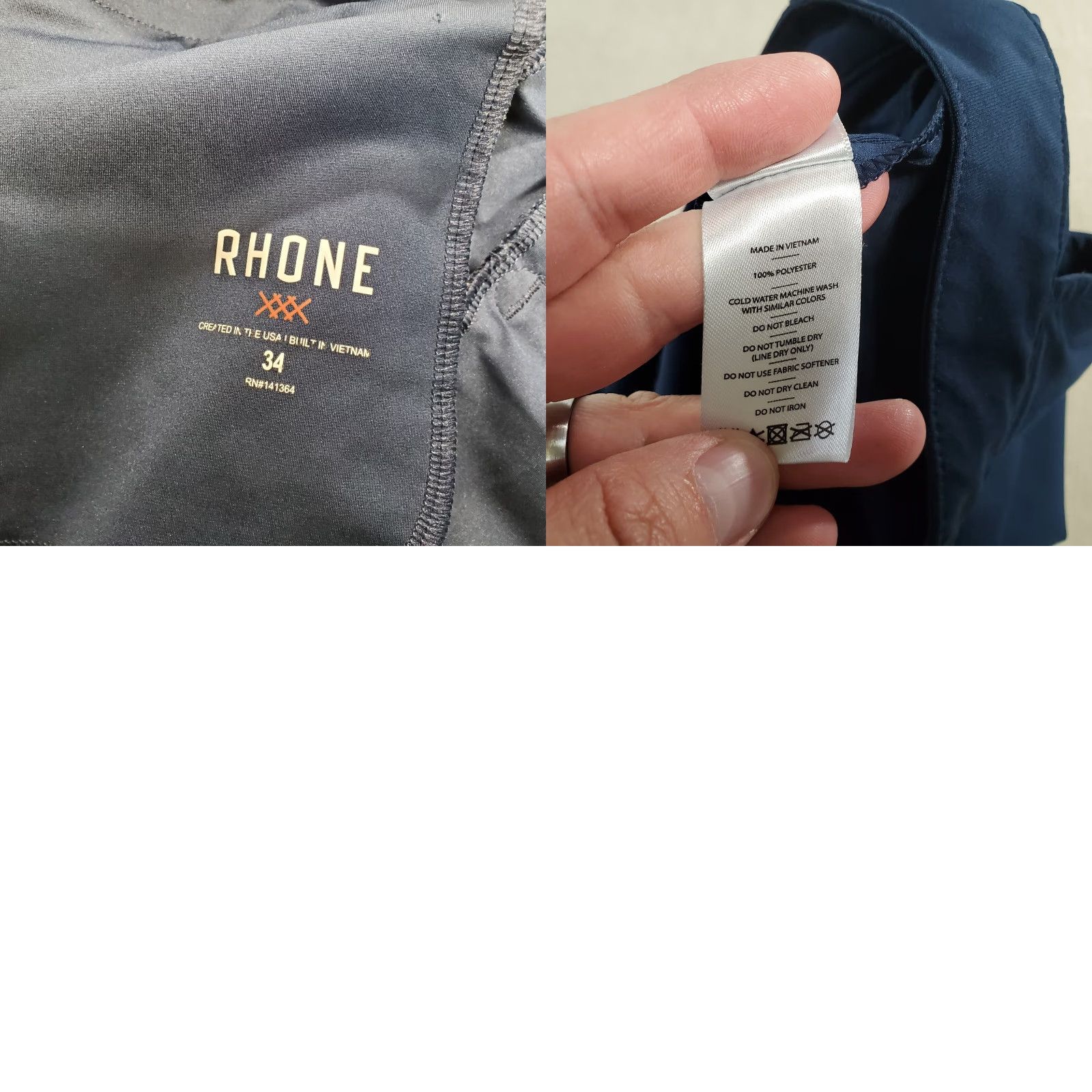 Rhone Rhone Pants Mens 34x32 Blue Chino Solid Lightweight Breathable Quick Dry Stretch Logo Size US 34 / EU 50 - 9 Thumbnail