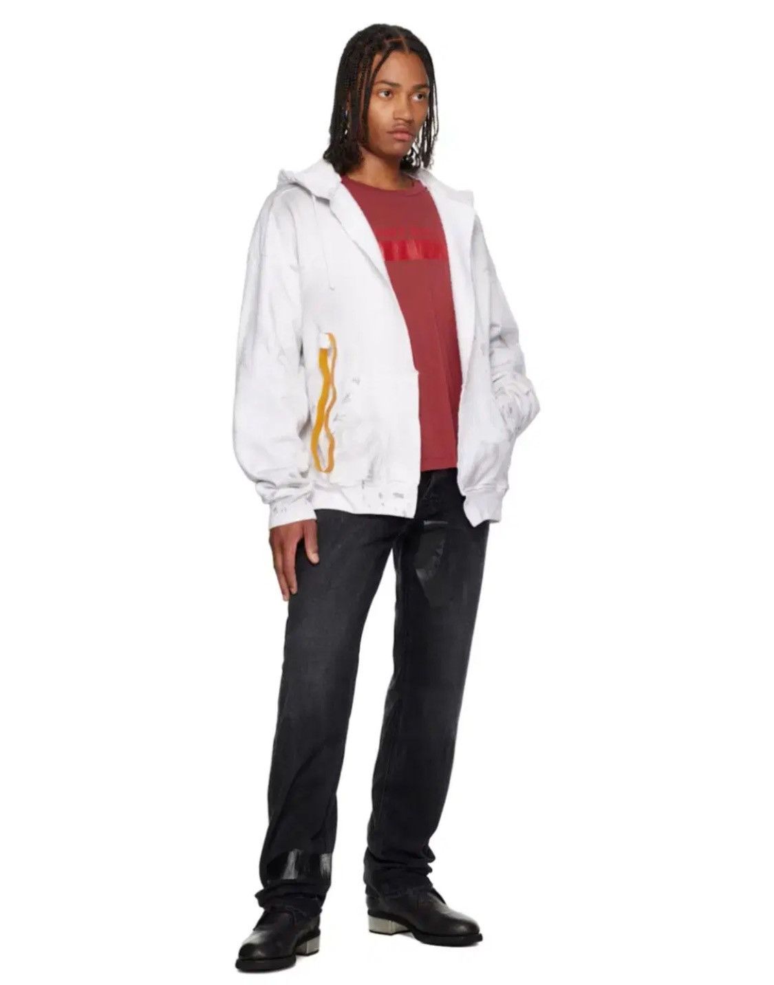 ALEXANDER DIGENOVA Alexander Digenova Dirty White Rubber Band Zip Hoodie Size US S / EU 44-46 / 1 - 2 Thumbnail