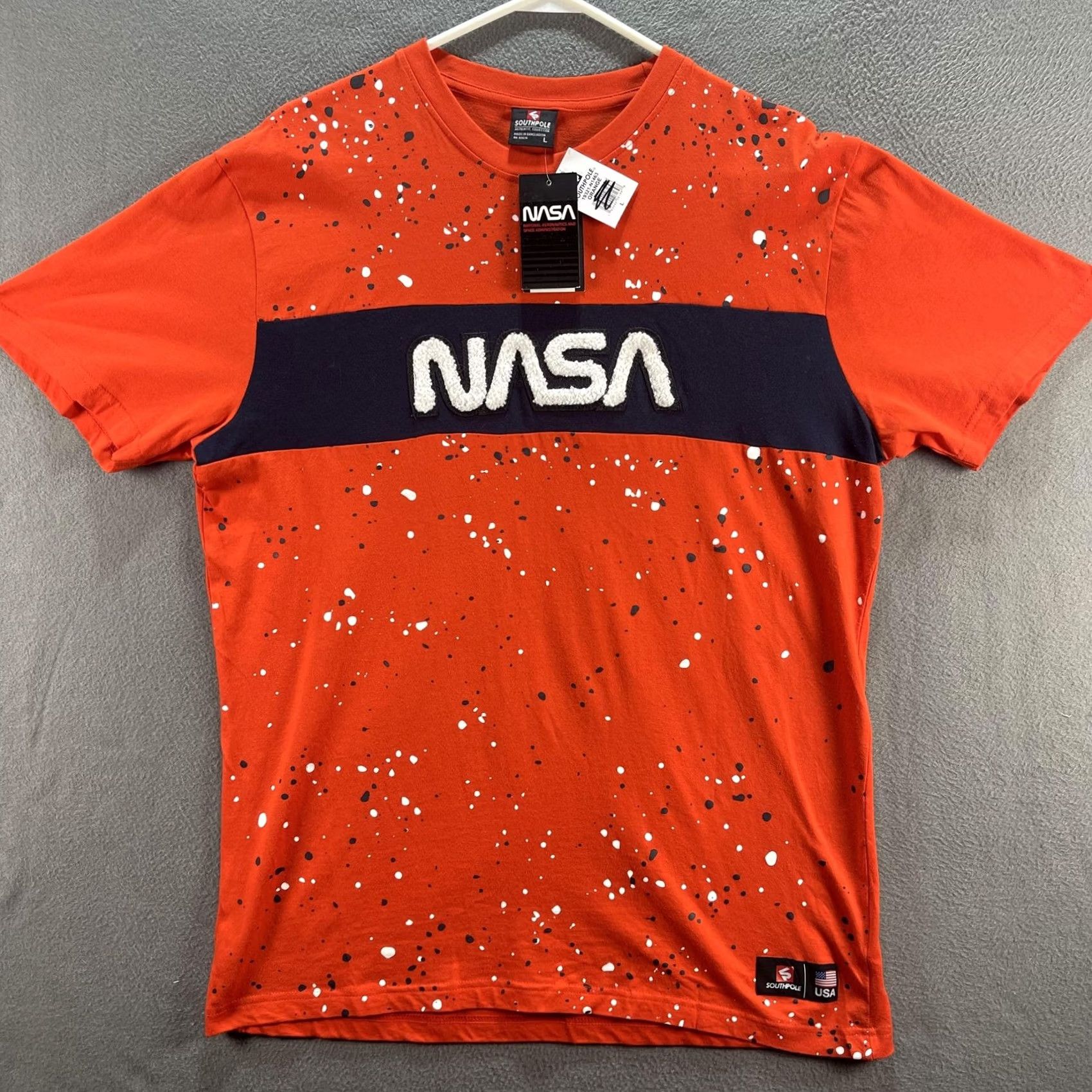 Southpole VINTAGE Southpole NASA Shirt Mens Large Orange Black Splatter Crewneck USA Space Tee Size US L / EU 52-54 / 3 - 2 Thumbnail