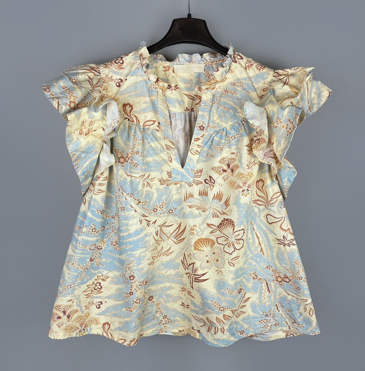 Ulla Johnson Ulla Johnson "Lei" Printed SS Floral V-Neck Top Size UK 12 Size M / US 6-8 / IT 42-44 - 4 Thumbnail