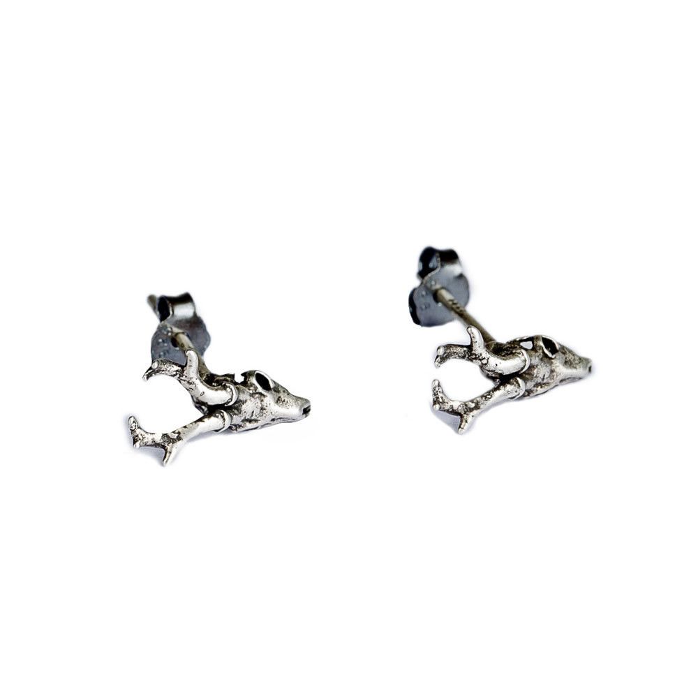 Jewelry Sheep Skeleton Demon Modern Earrings One Pairs Chrome Size ONE SIZE - 6 Thumbnail