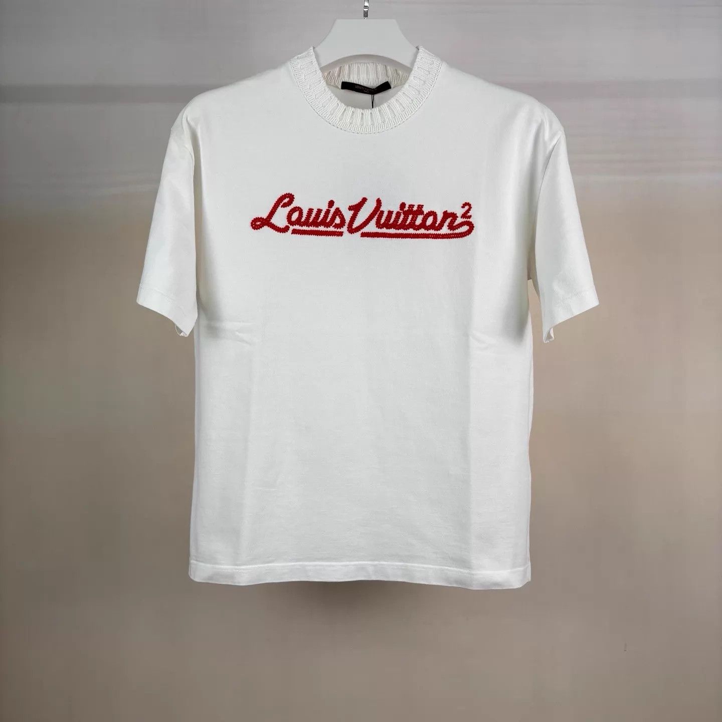 Louis Vuitton LV White & Red Knit Short-Sleeve M Size US M / EU 48-50 / 2 - 1 Thumbnail