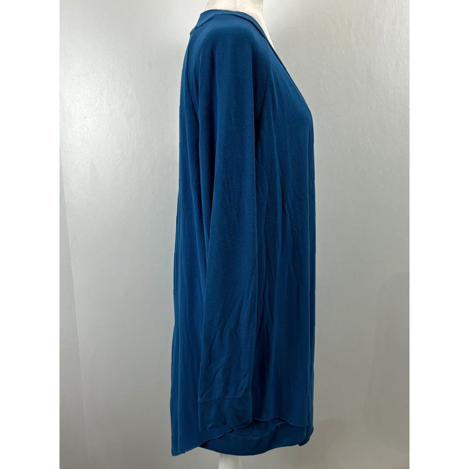 Soft Surroundings Soft Surroundings Madeline Blue Tunic Top 2X Layered Look Vneck Asymmetrical Draped Shoulder Casual Blouse Knit Polyester Blend Public: No Size XXL / US 16-18 / IT 52-54 - 4 Thumbnail