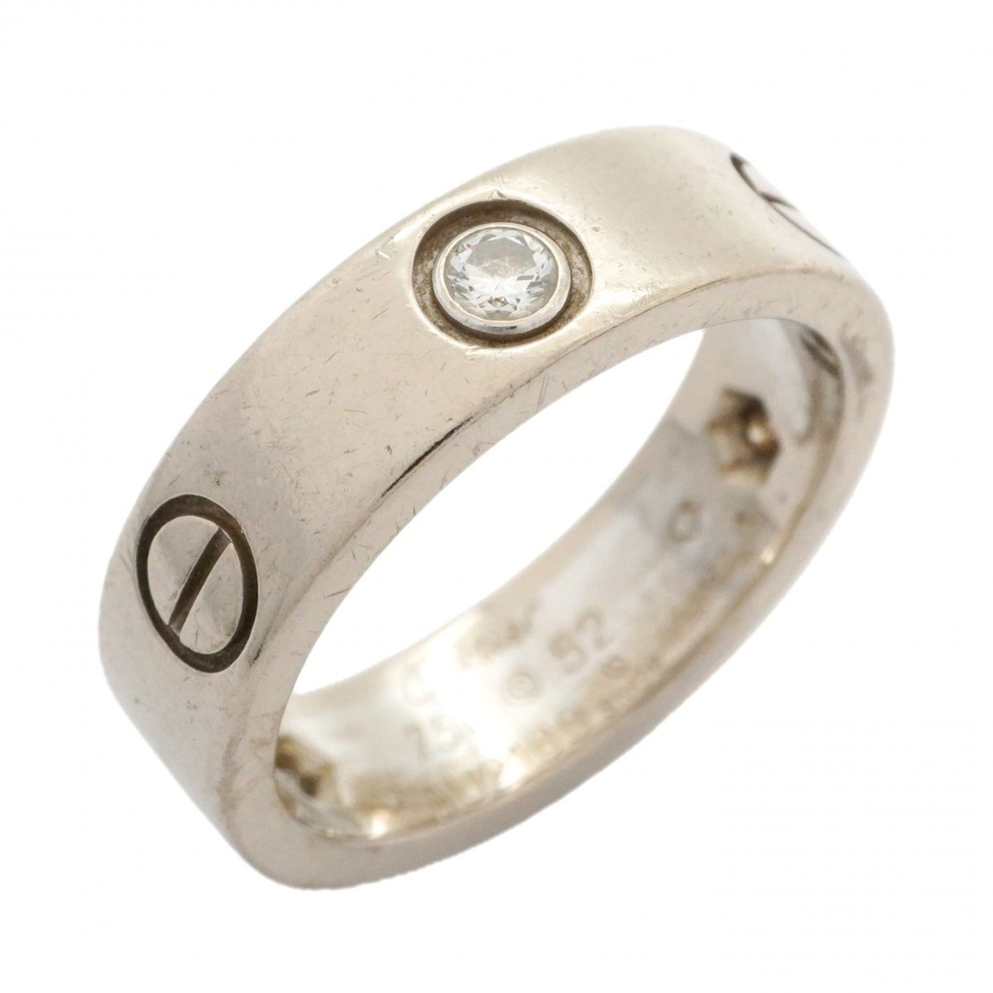 Cartier Love 3Pd Ring, 18K White Gold With Diamonds, 52, Women's