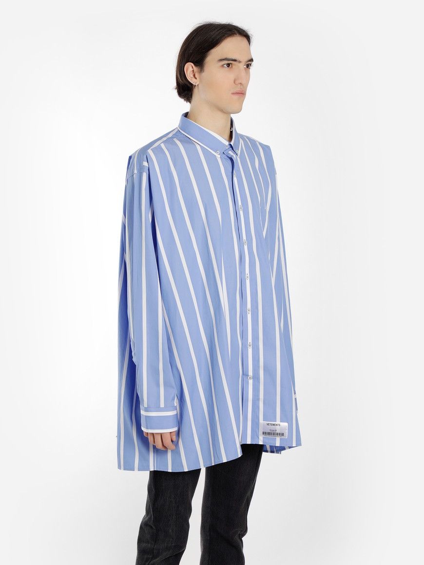 image of Vetements Ss18 Oversized Striped Long Sleeve Shirt in Blue, Men's (Size Small)