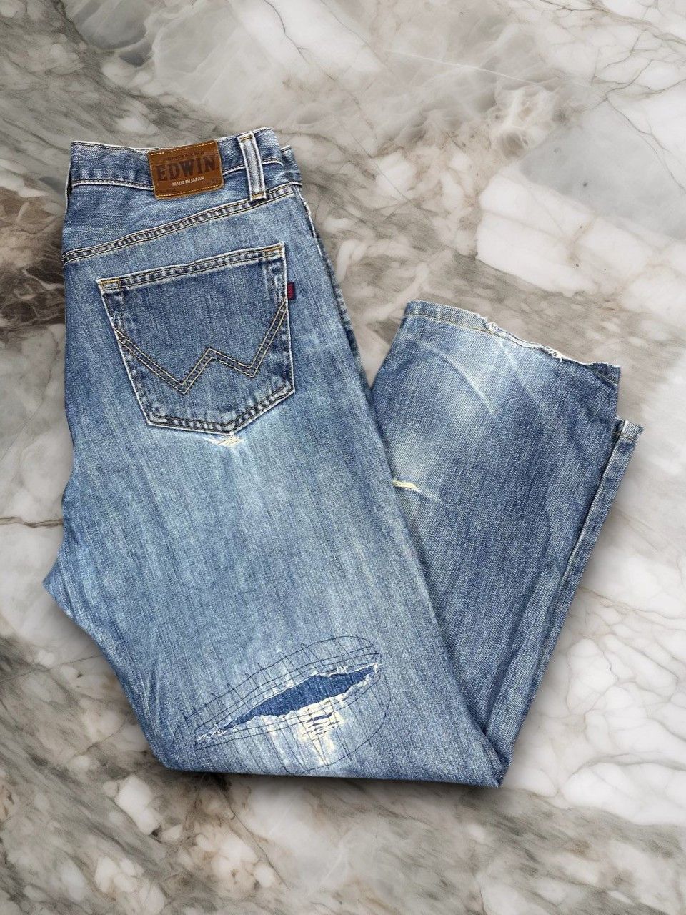 Edwin vintage edwin japan distressed reworked denim nice design Size US 38 / EU 54 - 1 Thumbnail
