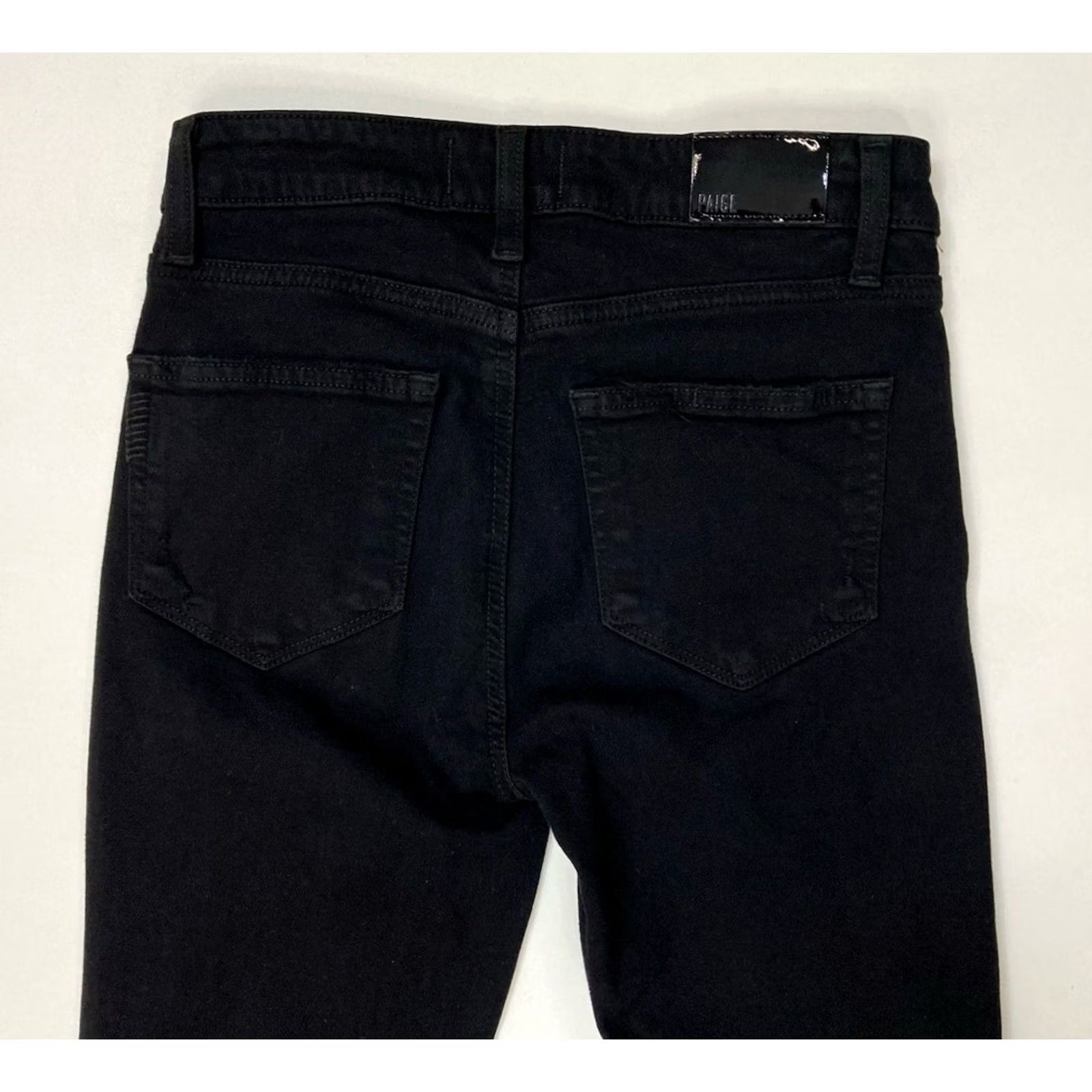 Paige Paige Hoxton Ankle Denim Jeans Women 25 Dark Shadow Distressed Slim 5-Pocket Black Cotton Polyester Spandex Rayon Jeans Size 42" / US 20 - 5 Thumbnail