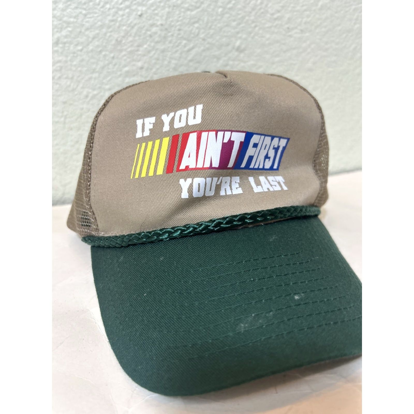 NASCAR Nissun Trucker Hat Mens Funny Nascar Racing iF YOU AIN'T FIRST YOU'RE LAST Multicolor Snapback Size ONE SIZE - 2 Thumbnail
