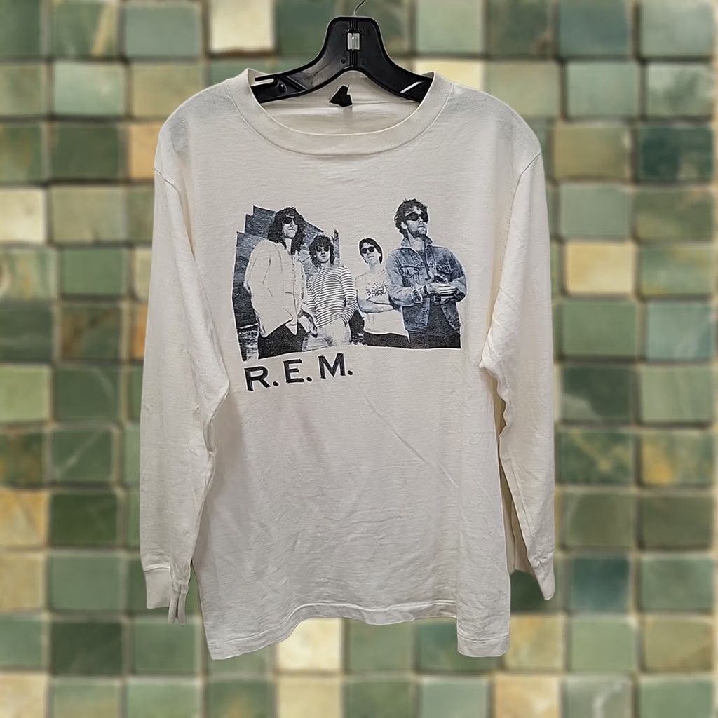 Anvil VINTAGE R.E.M. Graphic T-Shirt Mens L Seven Continents As One Tour Shirt Mens L White 1980s Concert Merch Size US L / EU 52-54 / 3 - 1 Thumbnail