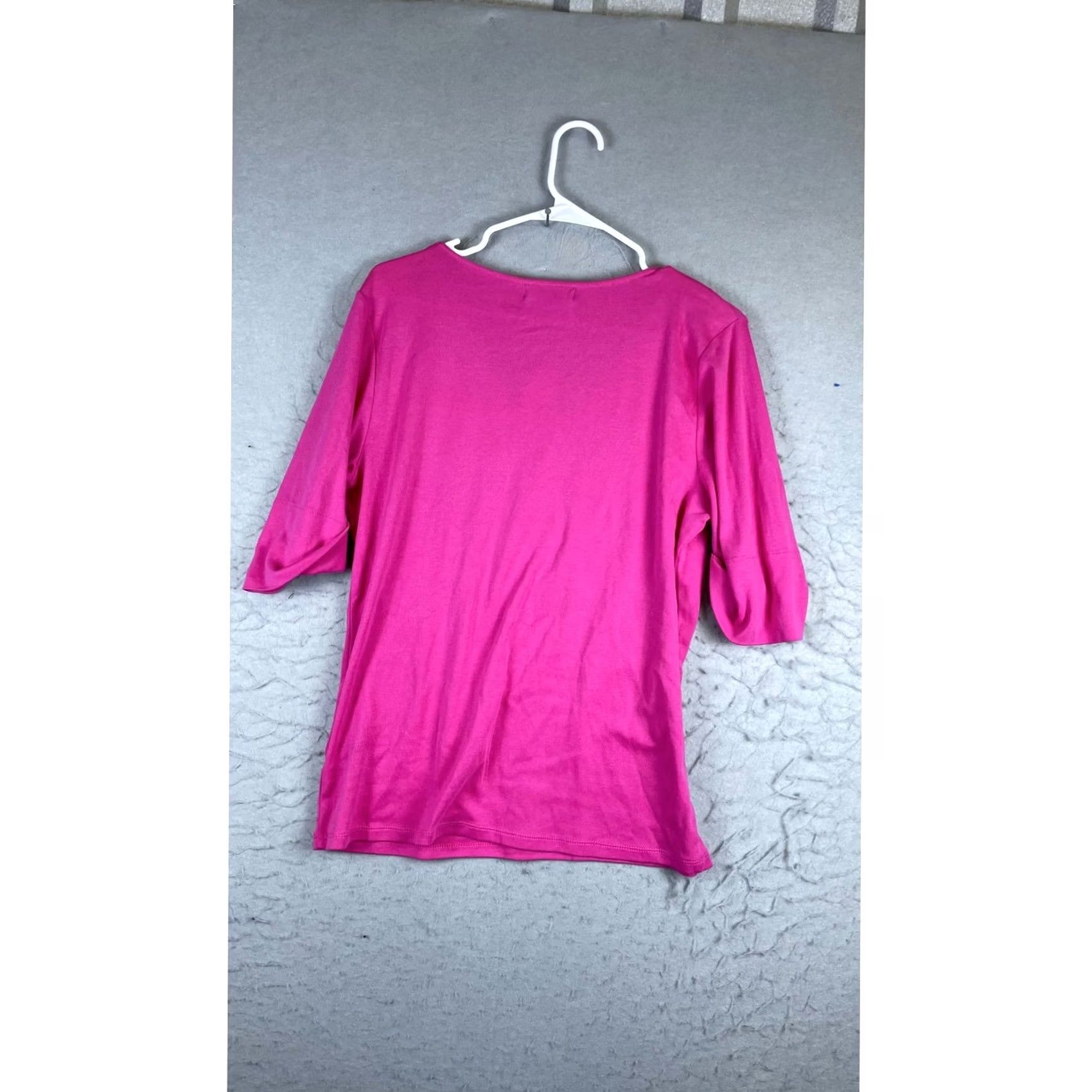 Ralph Lauren Lauren Ralph Lauren Pink V-Neck T-Shirt Womens L Short Sleeve Cotton Size L / US 10 / IT 46 - 3 Thumbnail