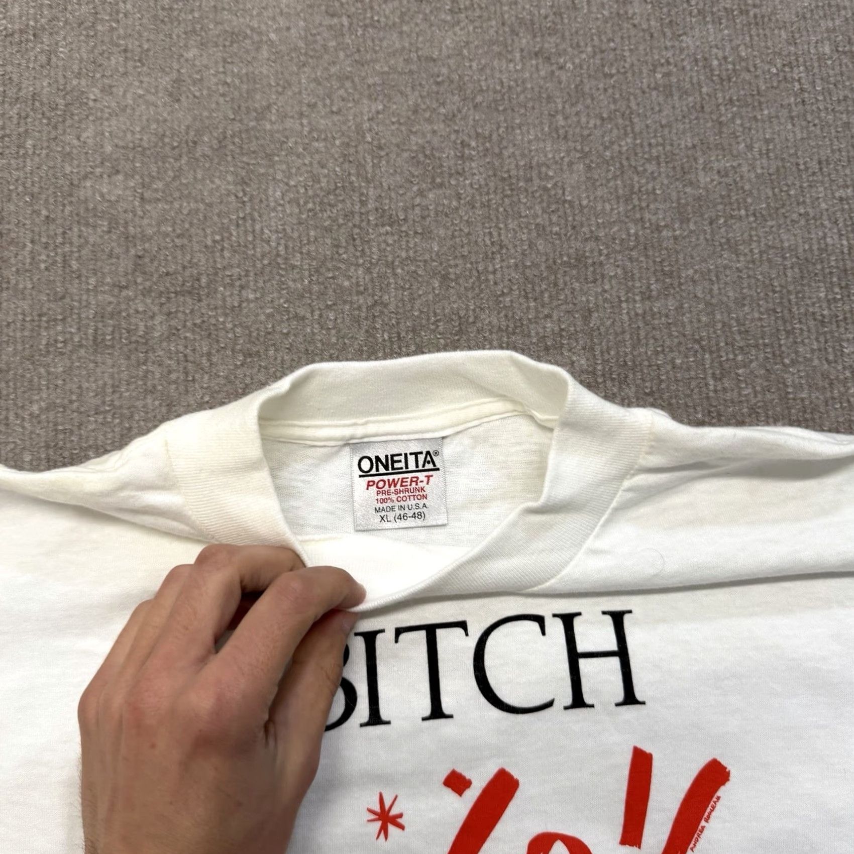 Vintage I Bitch Therefore I Am T Shirt Mens XL Vintage 90s Funny Graphic Quote Tee Size US XL / EU 56 / 4 - 3 Thumbnail