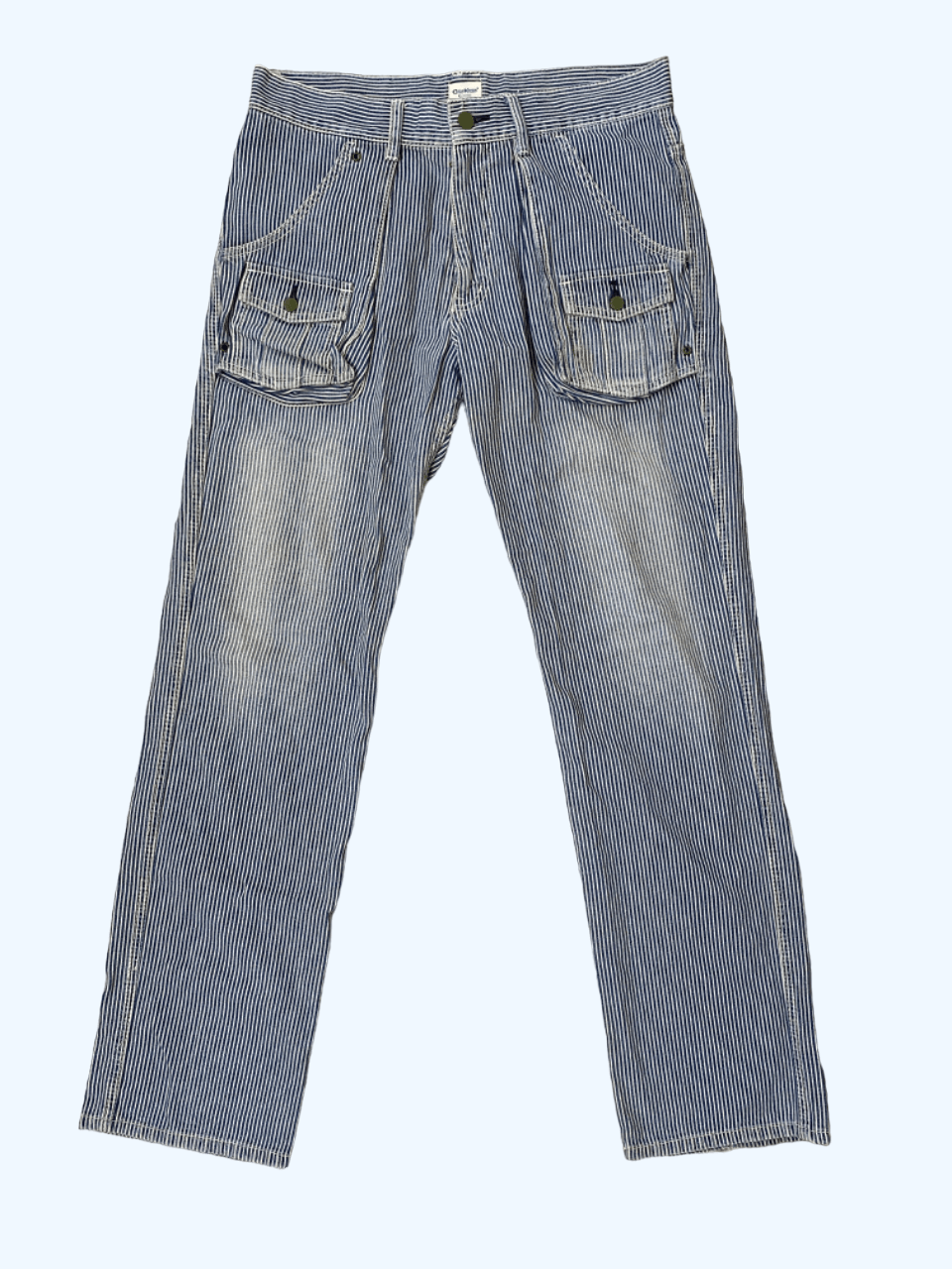 image of Distressed Oshkosh Bush Pants Buckle Pants in Hickory Stripe, Men's (Size 33)