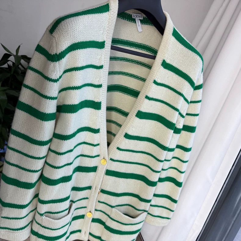 Loewe LOEWE Green Striped Cashmere Cardigan, XXS Size Size XXS / US 00 / IT 34 - 2 Thumbnail