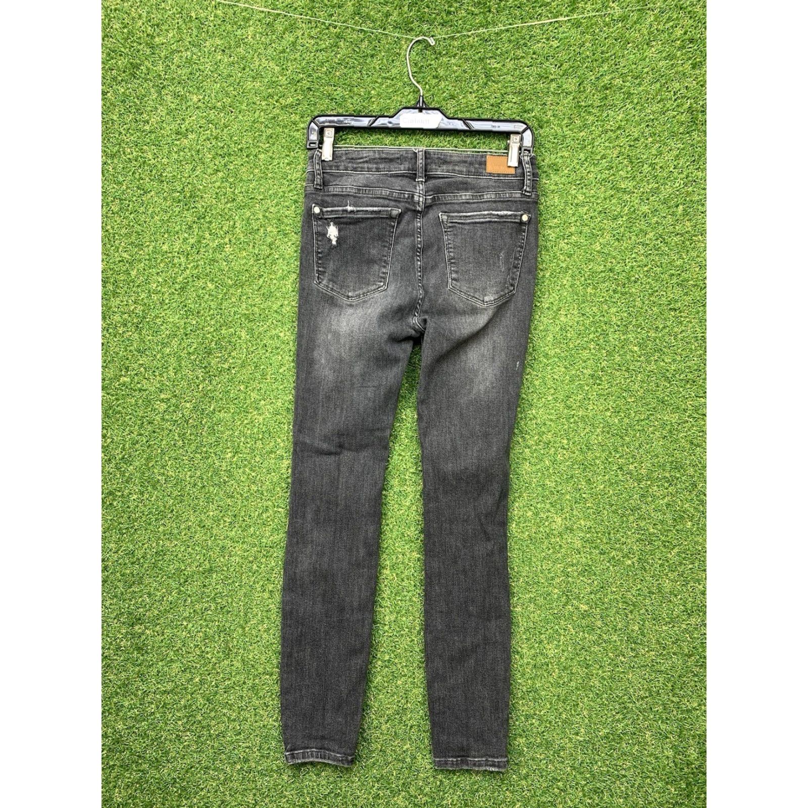 Vintage Judy Blue Jeans Womens 5/27 Skinny Fit Stretch Black Mid Rise Distressed Casual Jeans Size 27" / US 4 / IT 40 - 2 Thumbnail