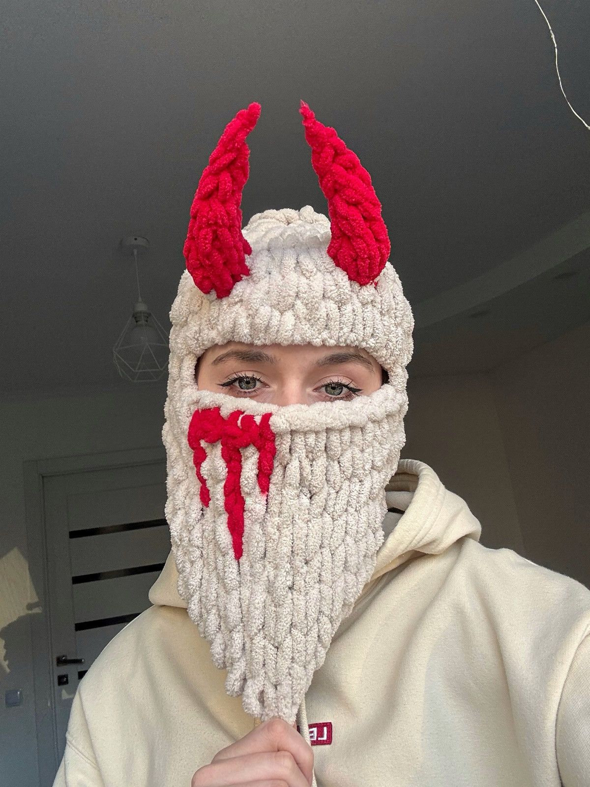 Handmade knitted balaclava devil style 😈