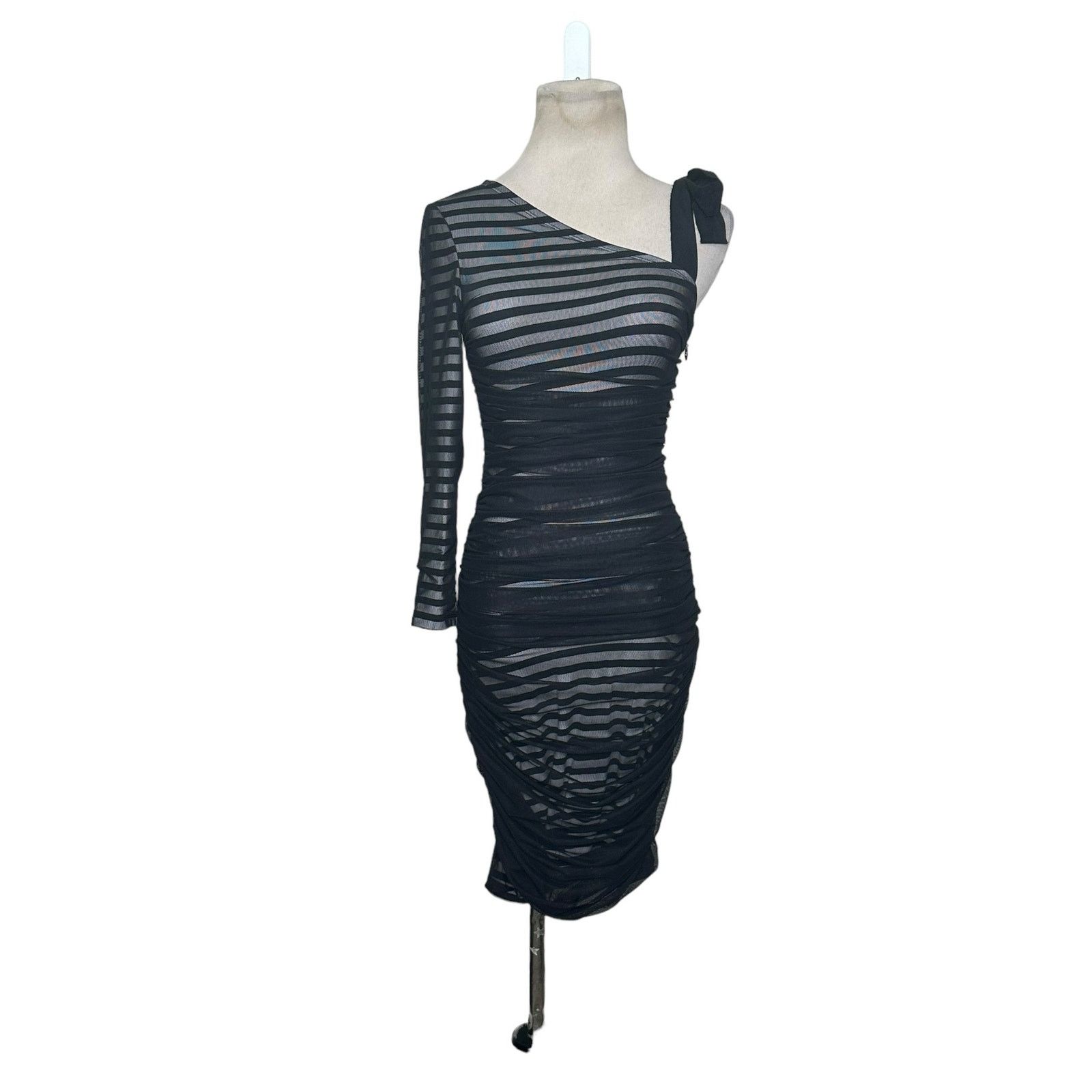 Bcbgmaxazria BCBGMAXAZRIA Striped One Shoulder Cocktail Dress size XS Size XS / US 0-2 / IT 36-38 - 15 Thumbnail