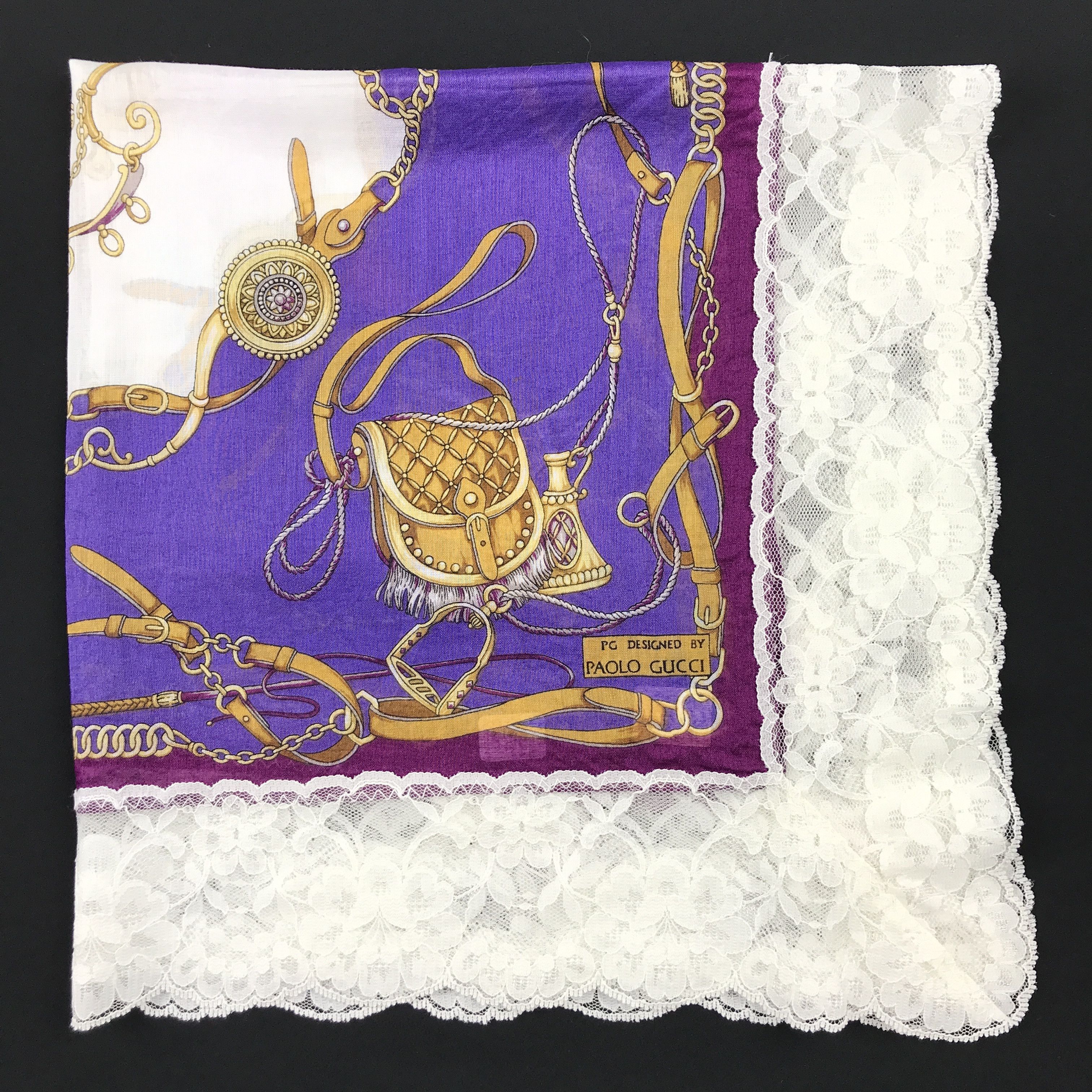 Paolo Gucci × Vintage Paolo Gucci Embroidery Bandana Neckerchief Handkerchief Size ONE SIZE - 2 Thumbnail