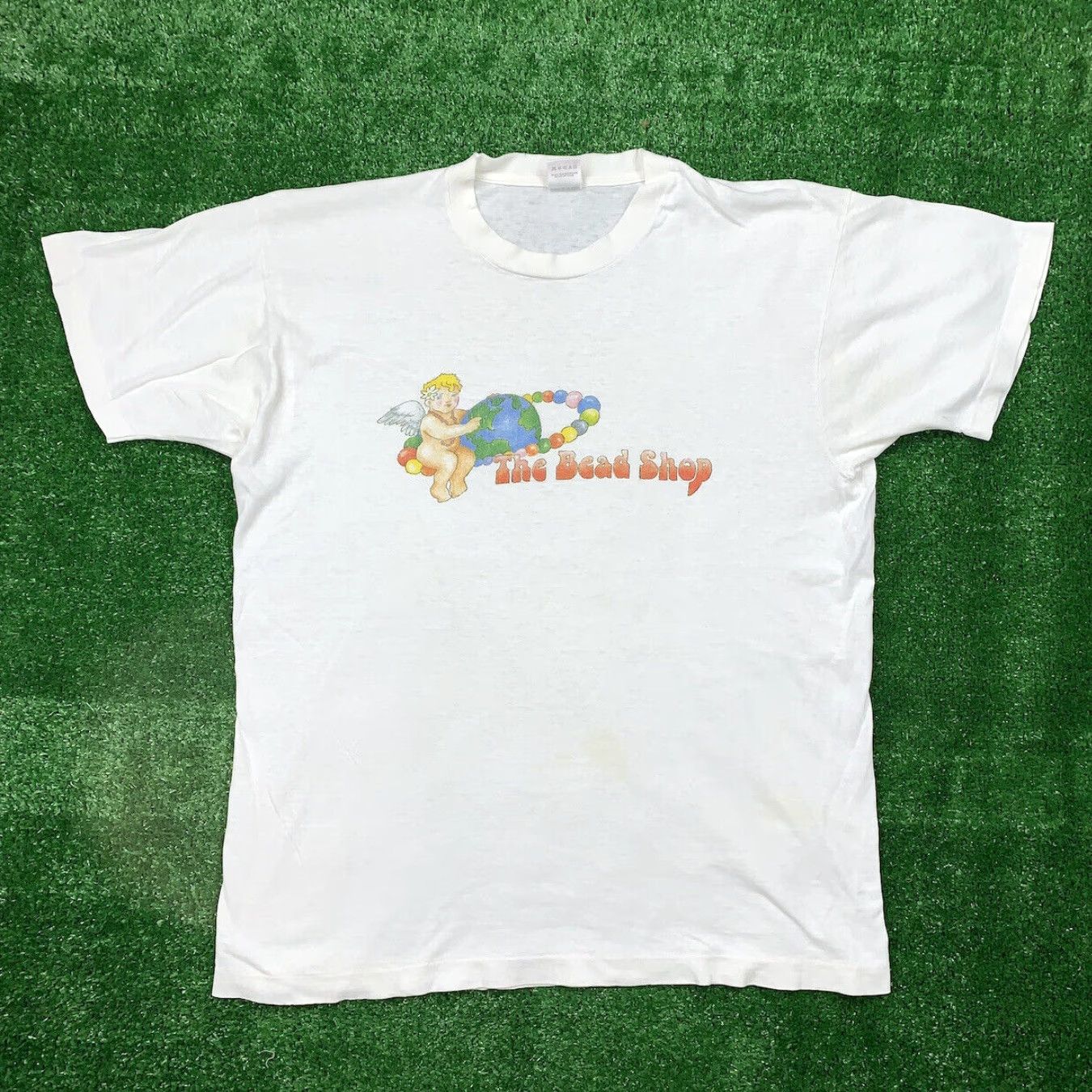 Fruit Of The Loom VINTAGE Bead Shop T Shirt Nirvana Grunge Gum Balls Movie Music Angel Rap Cool XS? Size US XL / EU 56 / 4 - 2 Thumbnail