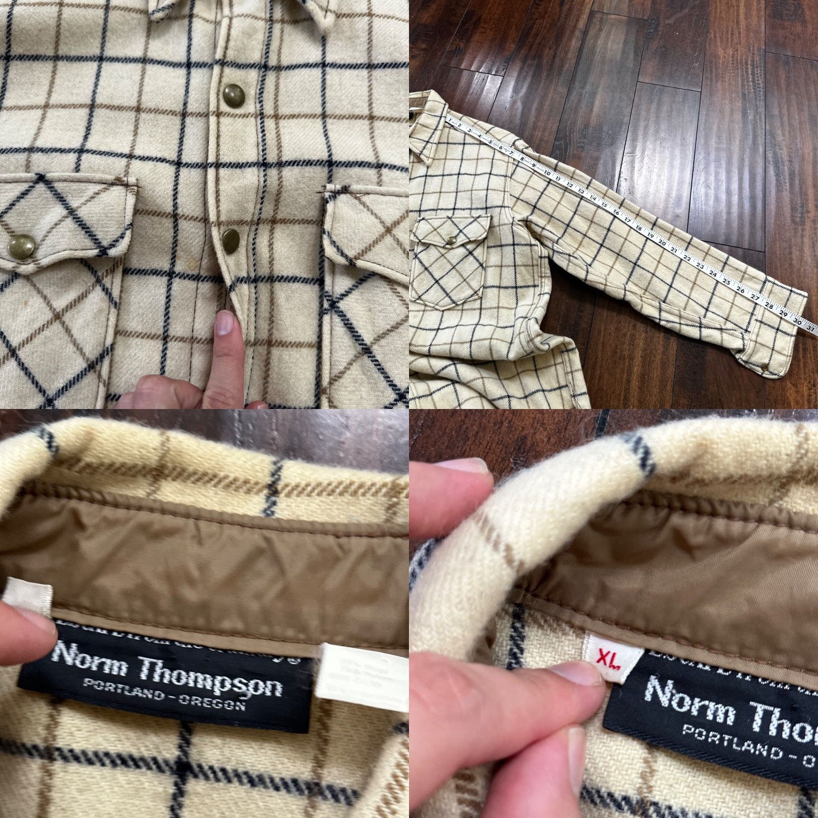 Jim Thompson VINTAGE Norm Thompson Heavy Wool Long Sleeve Snap Up Plaid Shirt Beige XL Outdoor Mens Size US XL / EU 56 / 4 - 8 Thumbnail